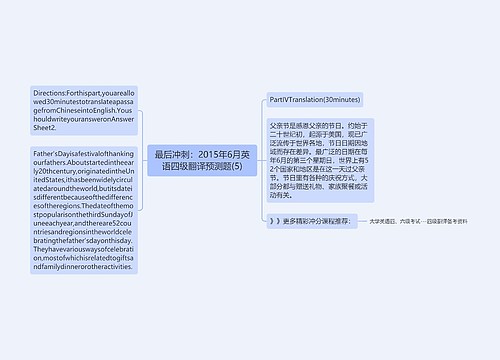 最后冲刺：2015年6月英语四级翻译预测题(5)