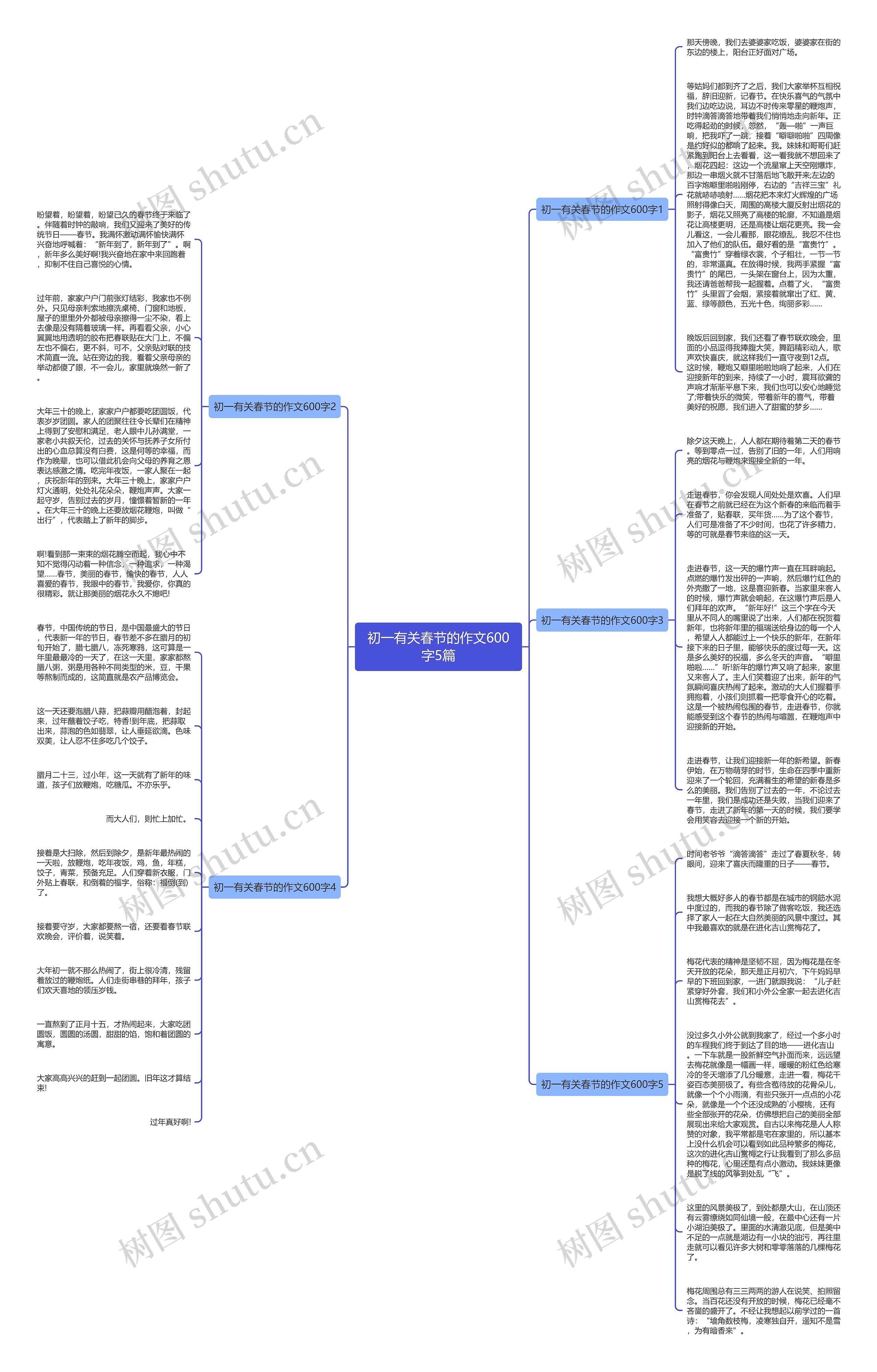 初一有关春节的作文600字5篇思维导图