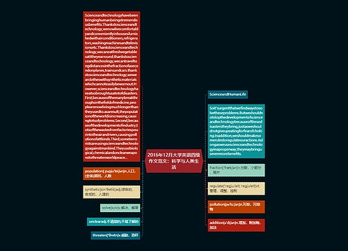 2016年12月大学英语四级作文范文：科学与人类生活