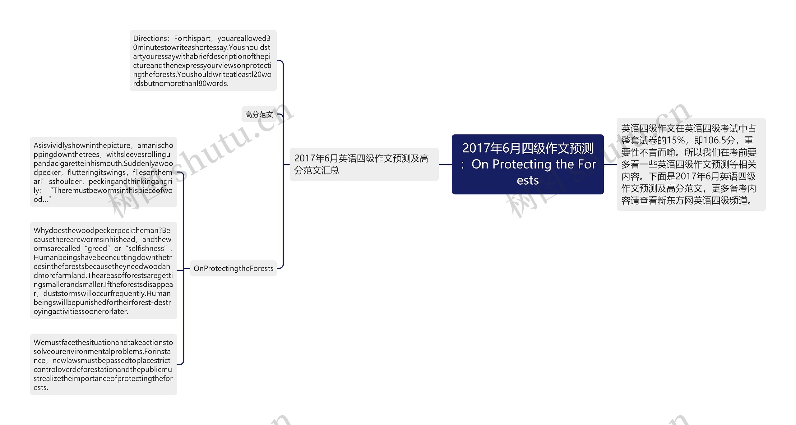 2017年6月四级作文预测：On Protecting the Forests思维导图