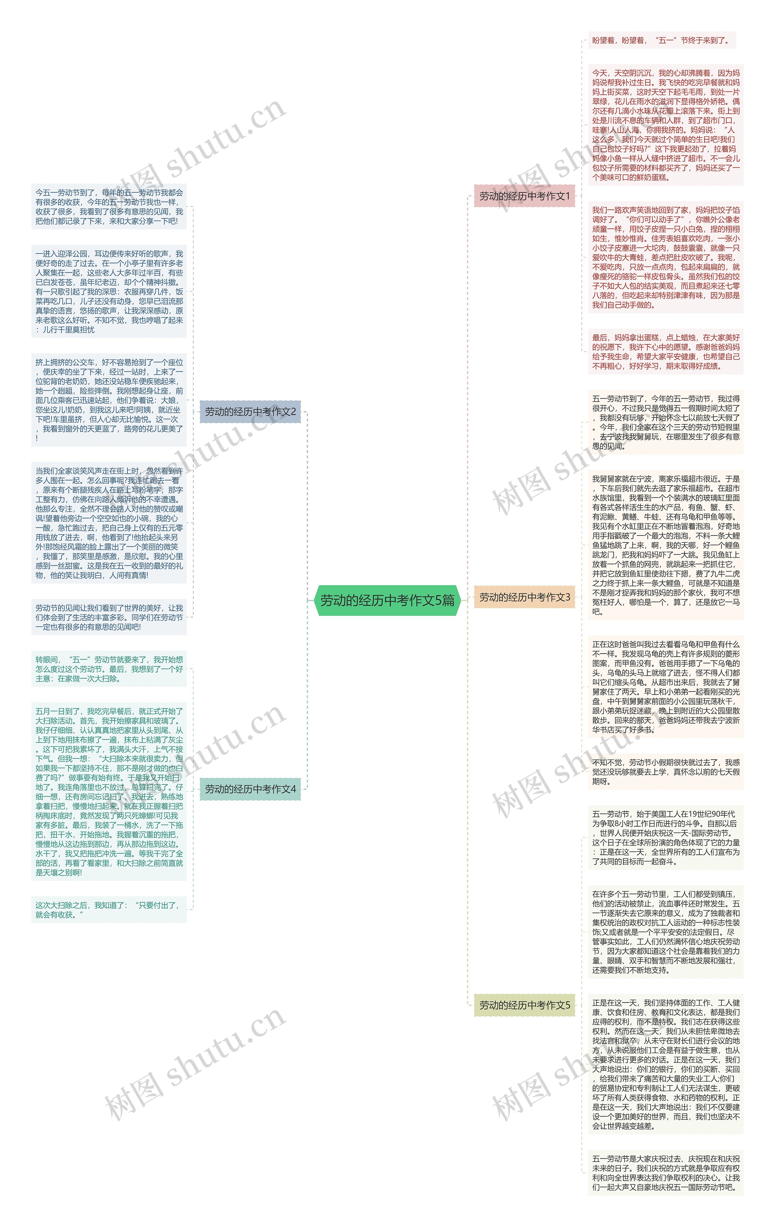 劳动的经历中考作文5篇思维导图