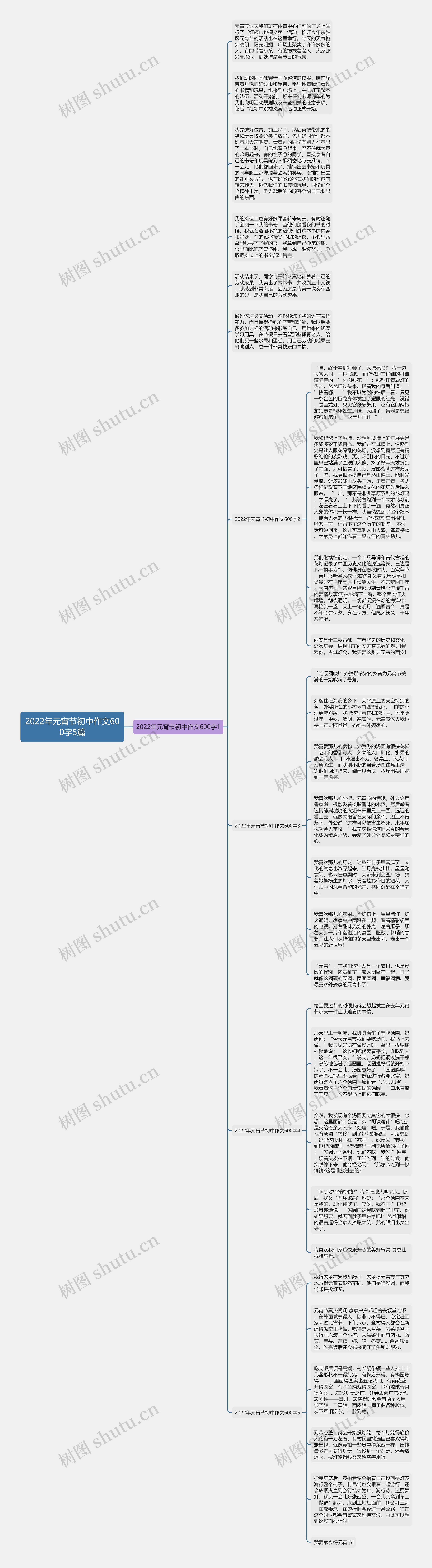 2022年元宵节初中作文600字5篇思维导图