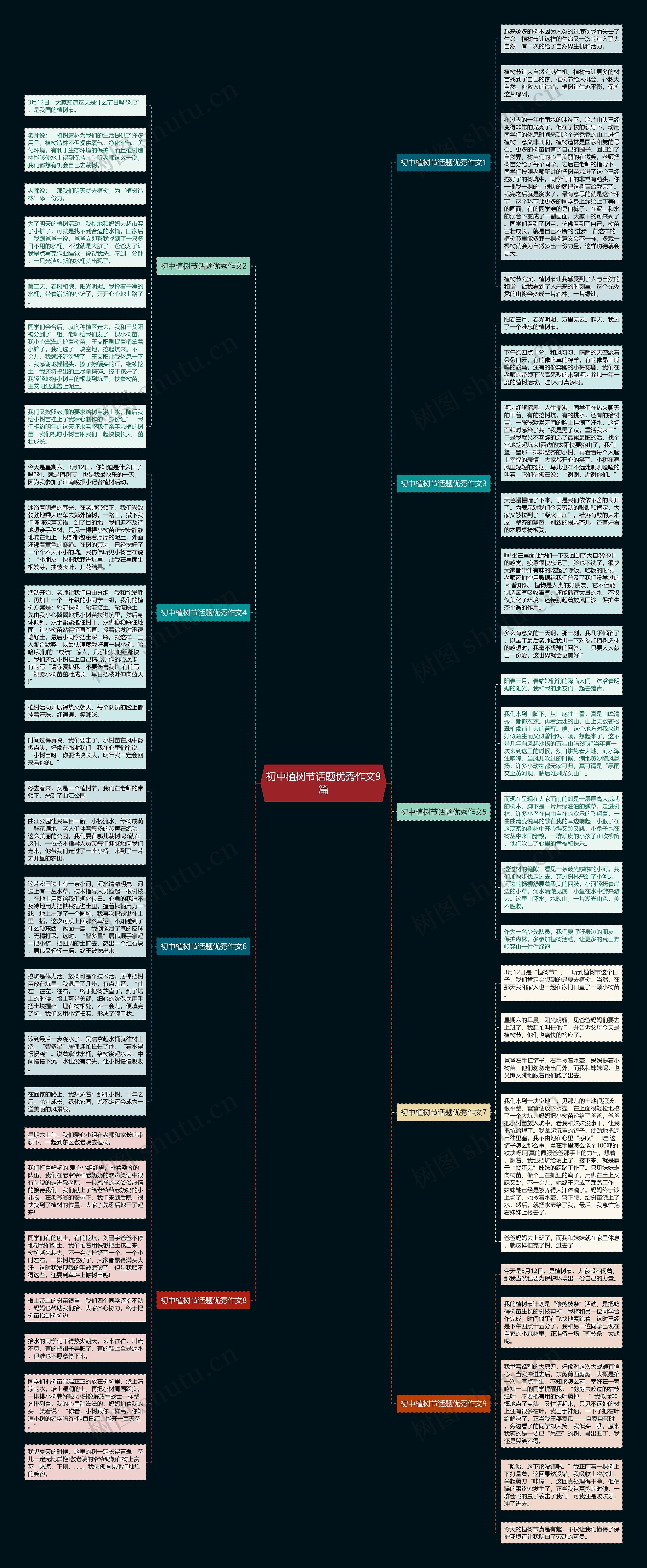 初中植树节话题优秀作文9篇思维导图