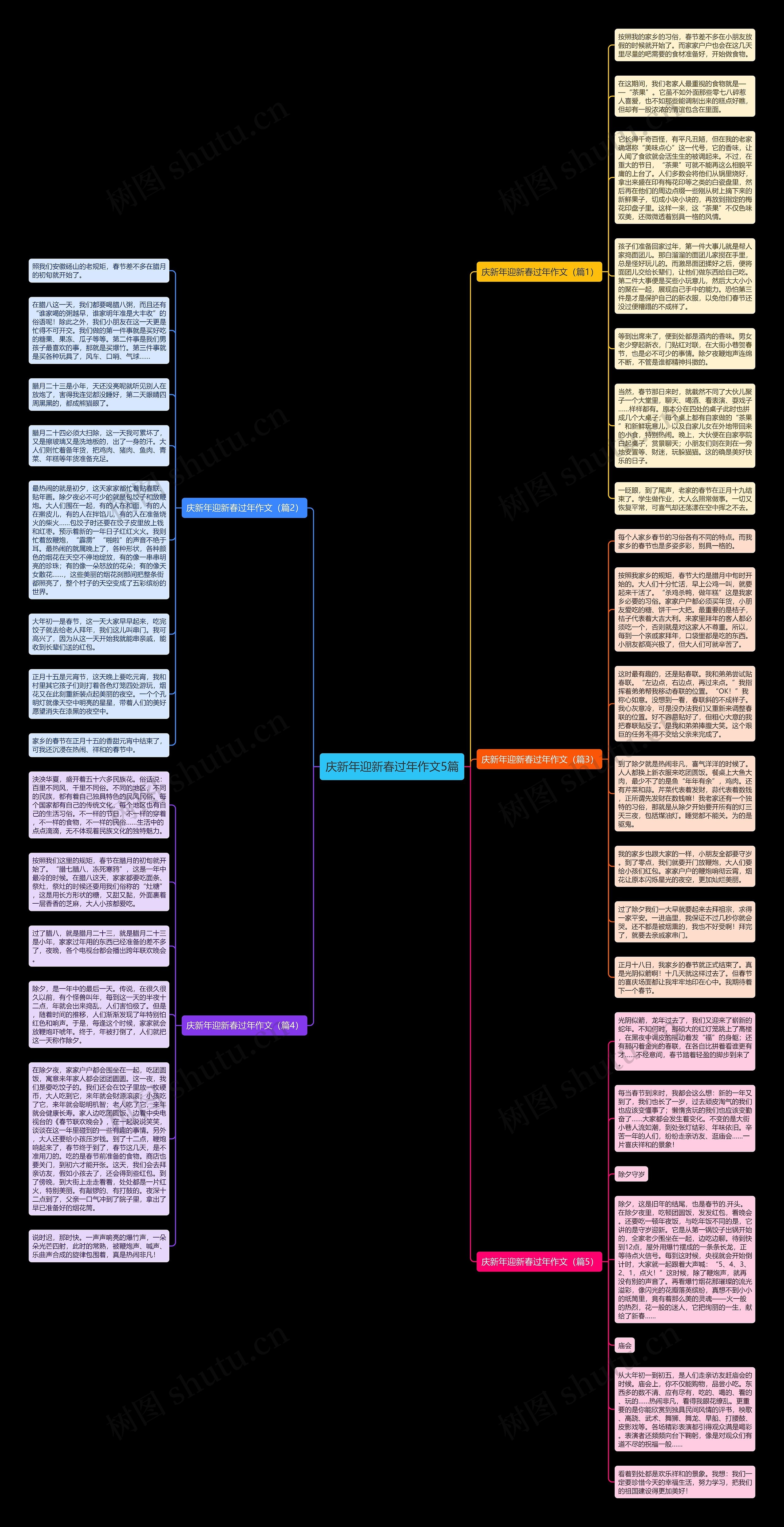 庆新年迎新春过年作文5篇思维导图