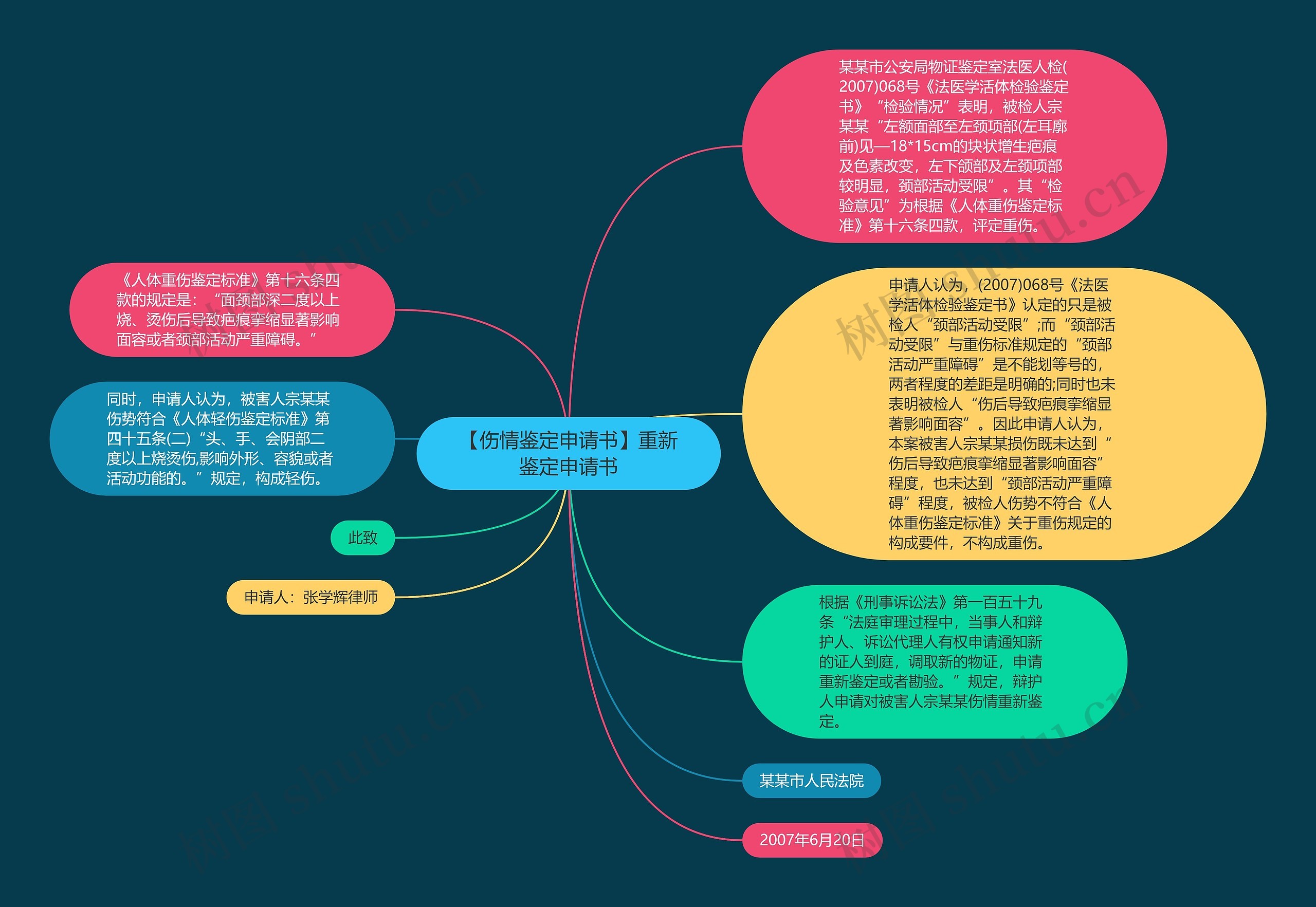 【伤情鉴定申请书】重新鉴定申请书思维导图高清图 【伤情鉴定申请书】重新鉴定申请书思维导图
