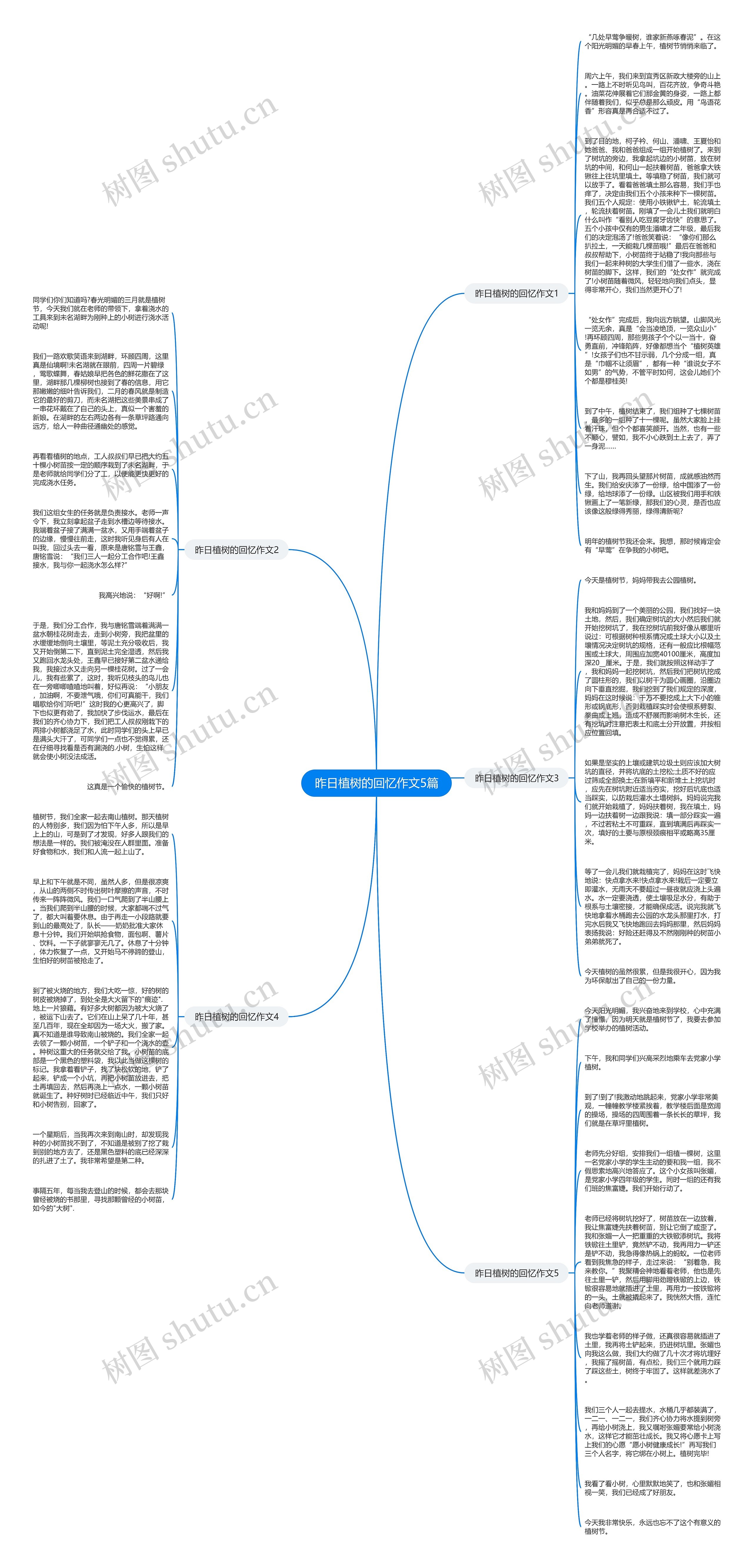 昨日植树的回忆作文5篇思维导图