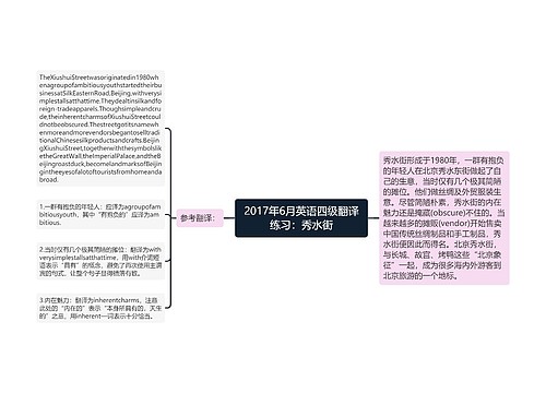 2017年6月英语四级翻译练习：秀水街