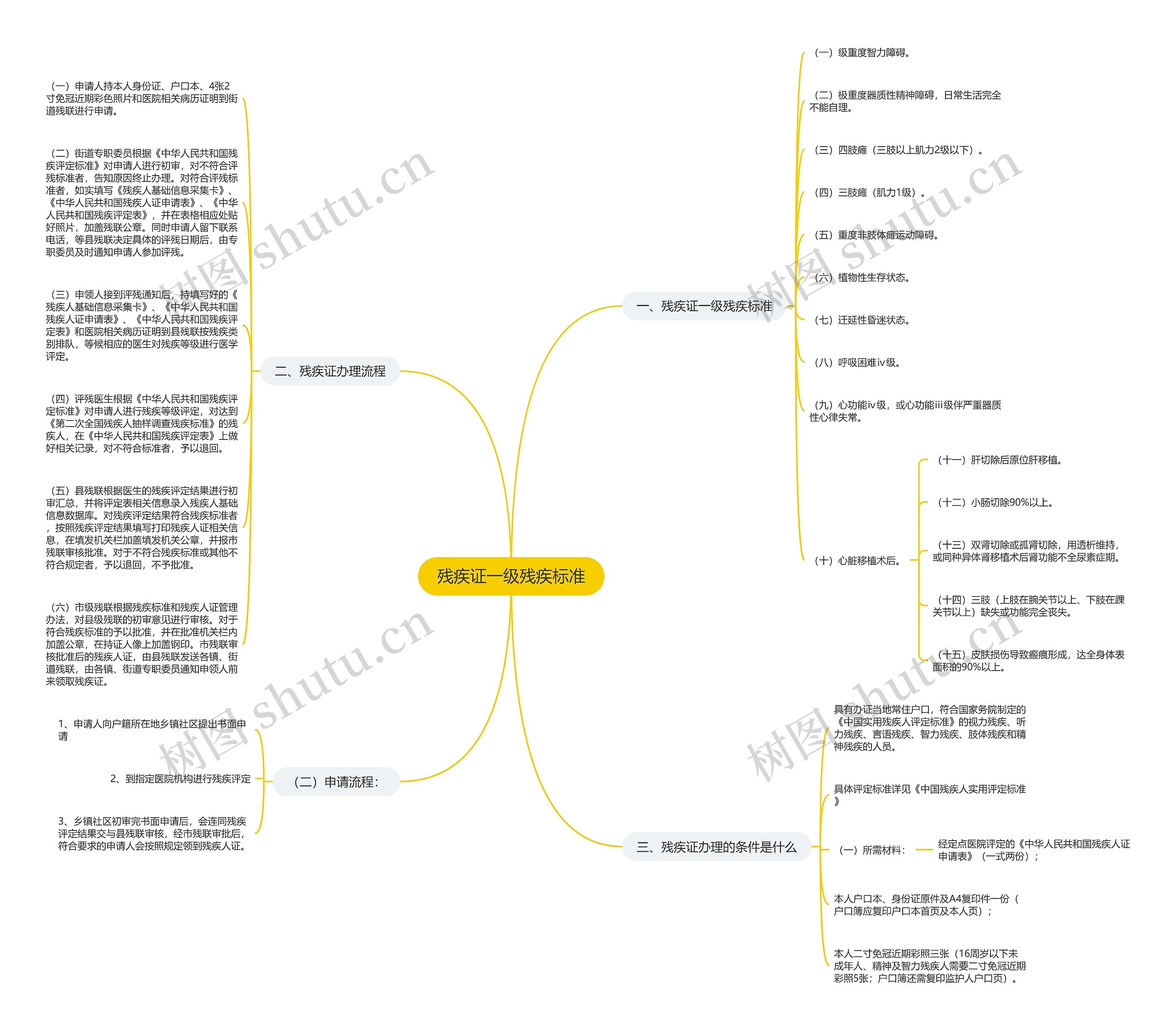 残疾证一级残疾标准思维导图高清图 残疾证一级残疾标准思维导图