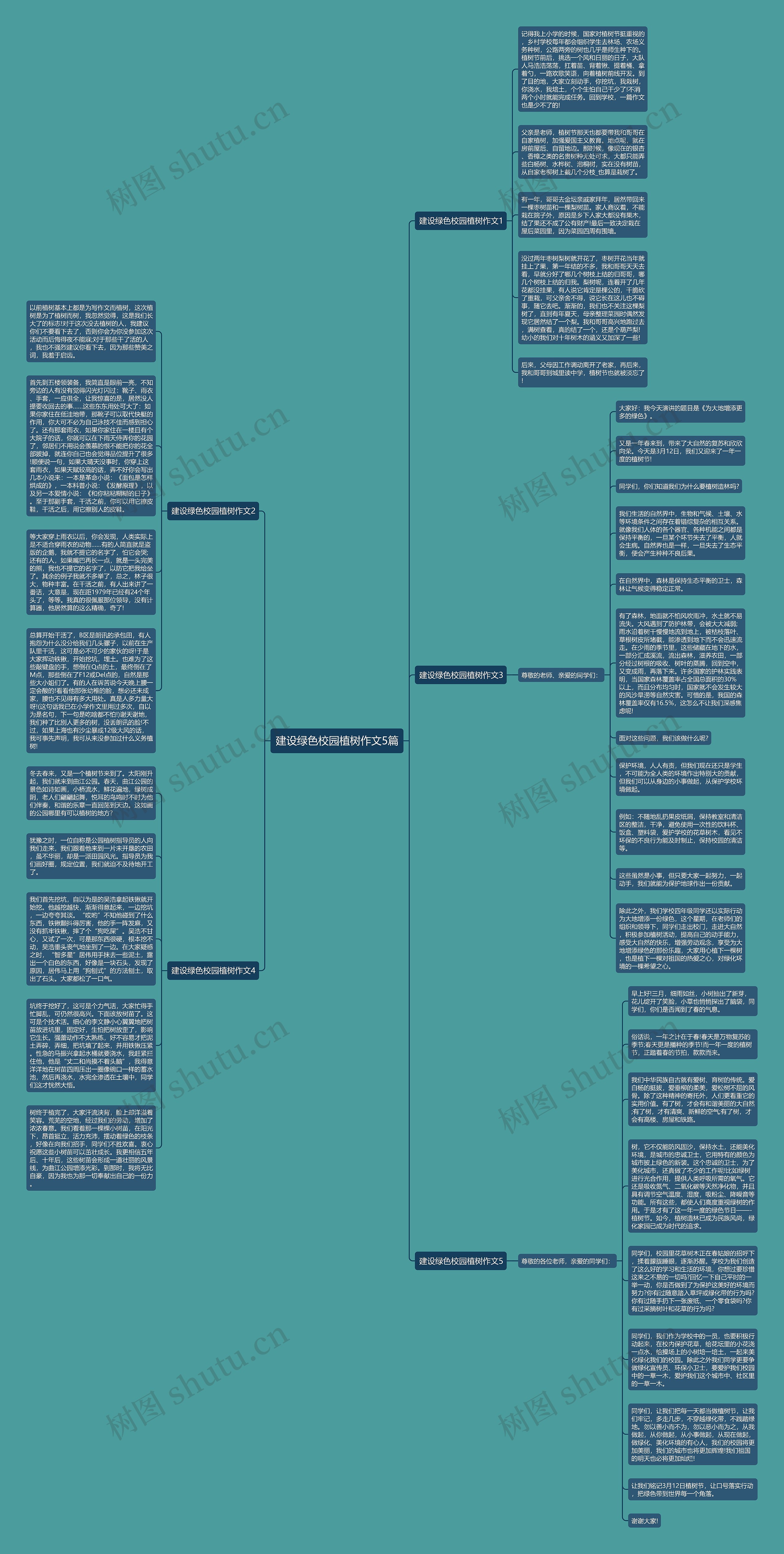 建设绿色校园植树作文5篇思维导图
