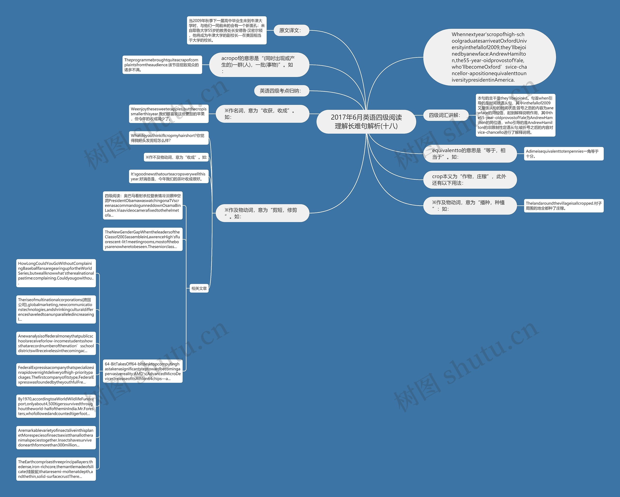 2017年6月英语四级阅读理解长难句解析(十八)思维导图