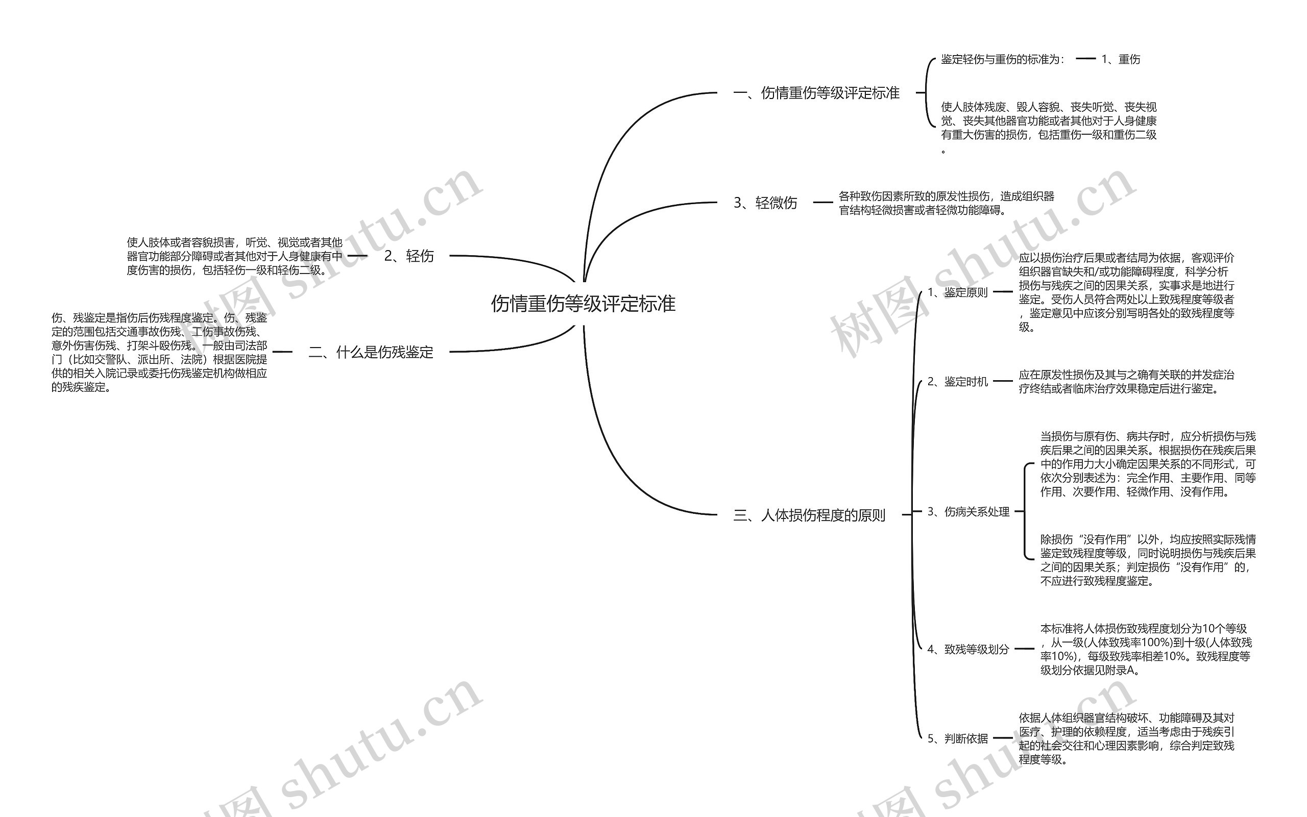 伤情重伤等级评定标准思维导图