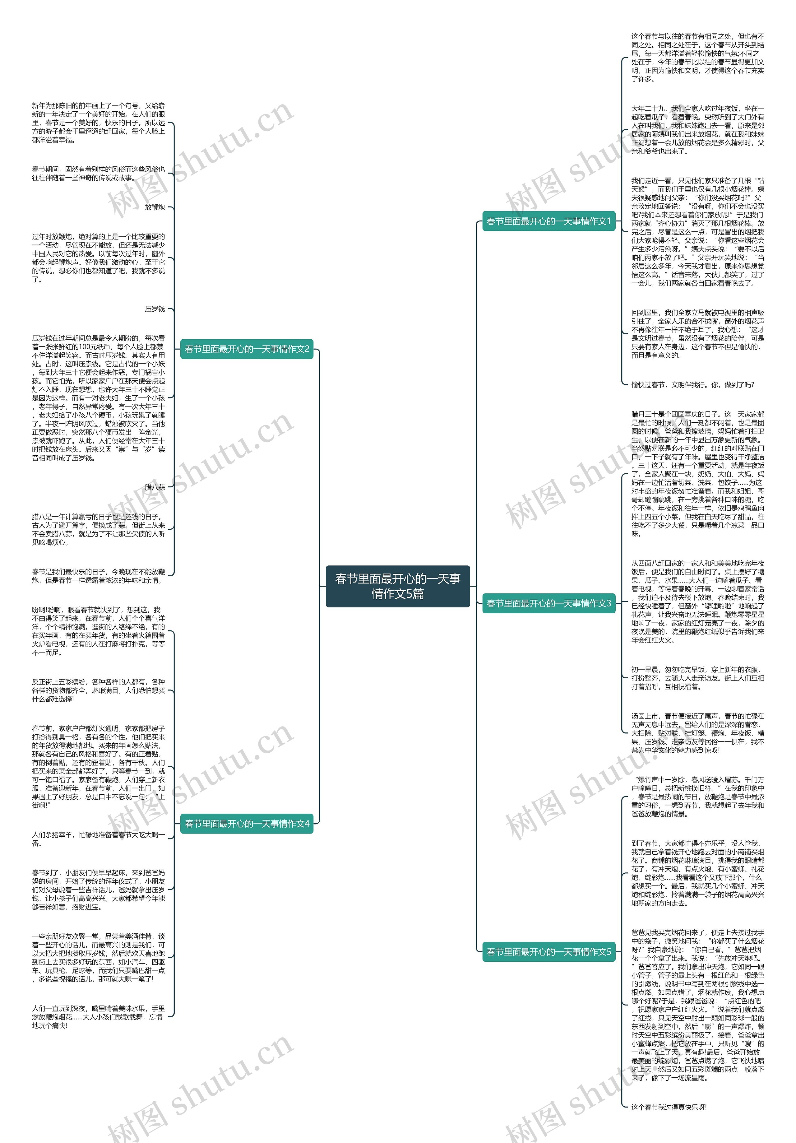 春节里面最开心的一天事情作文5篇思维导图