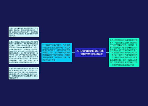 2010司考国际法复习资料：管辖权的冲突和解决