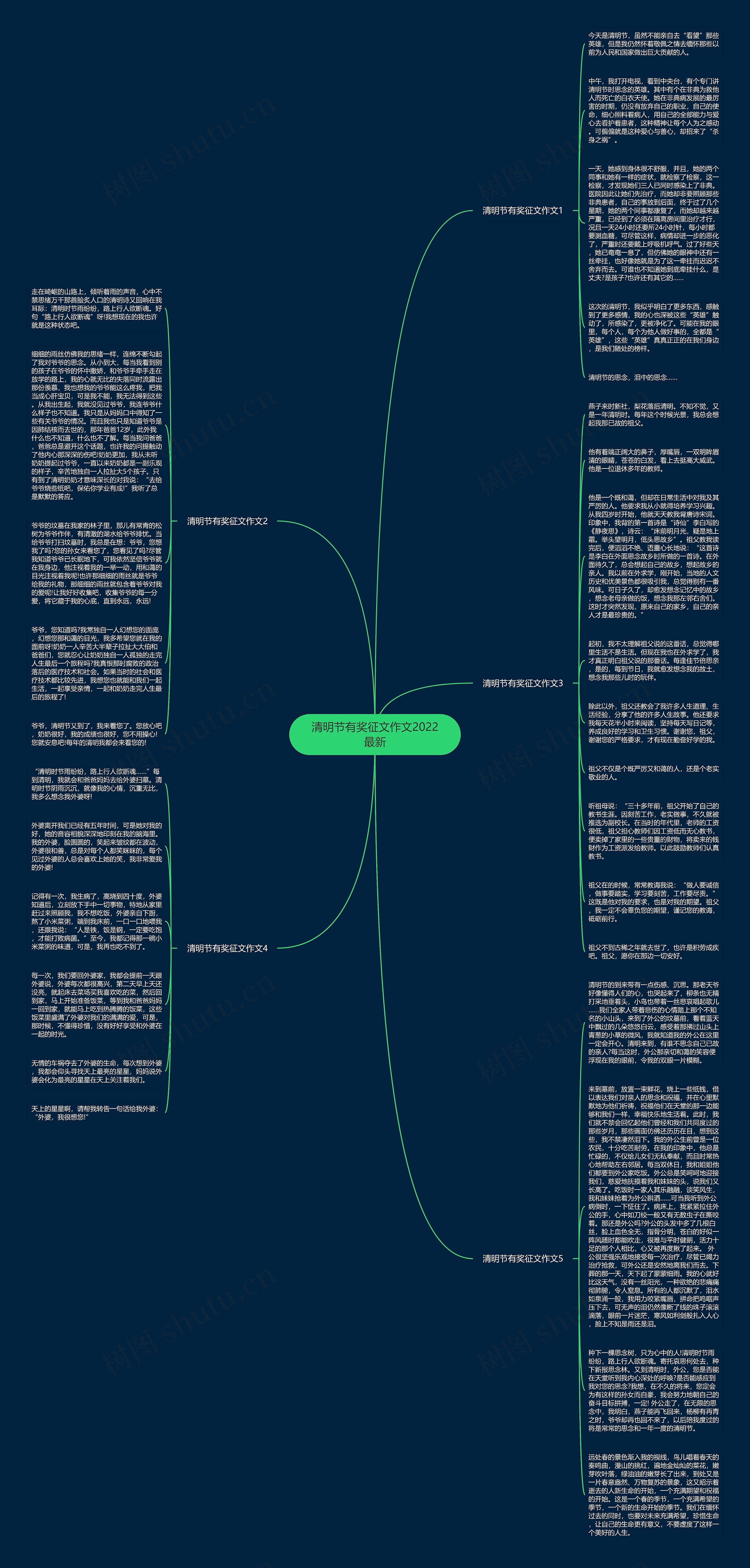 清明节有奖征文作文2022最新思维导图