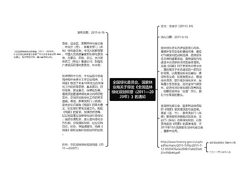 全国绿化委员会、国家林业局关于印发《全国造林绿化规划纲要（2011—2020年）》的通知