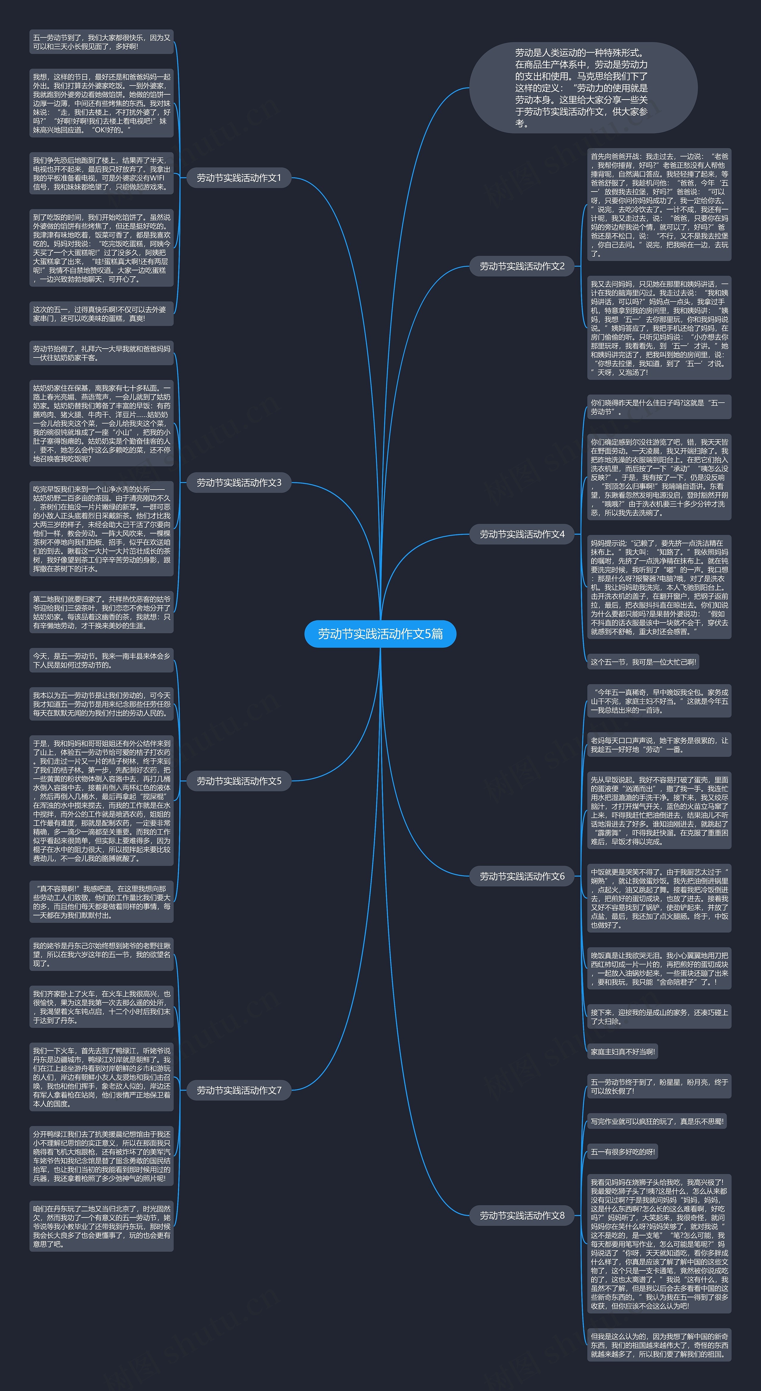 劳动节实践活动作文5篇思维导图