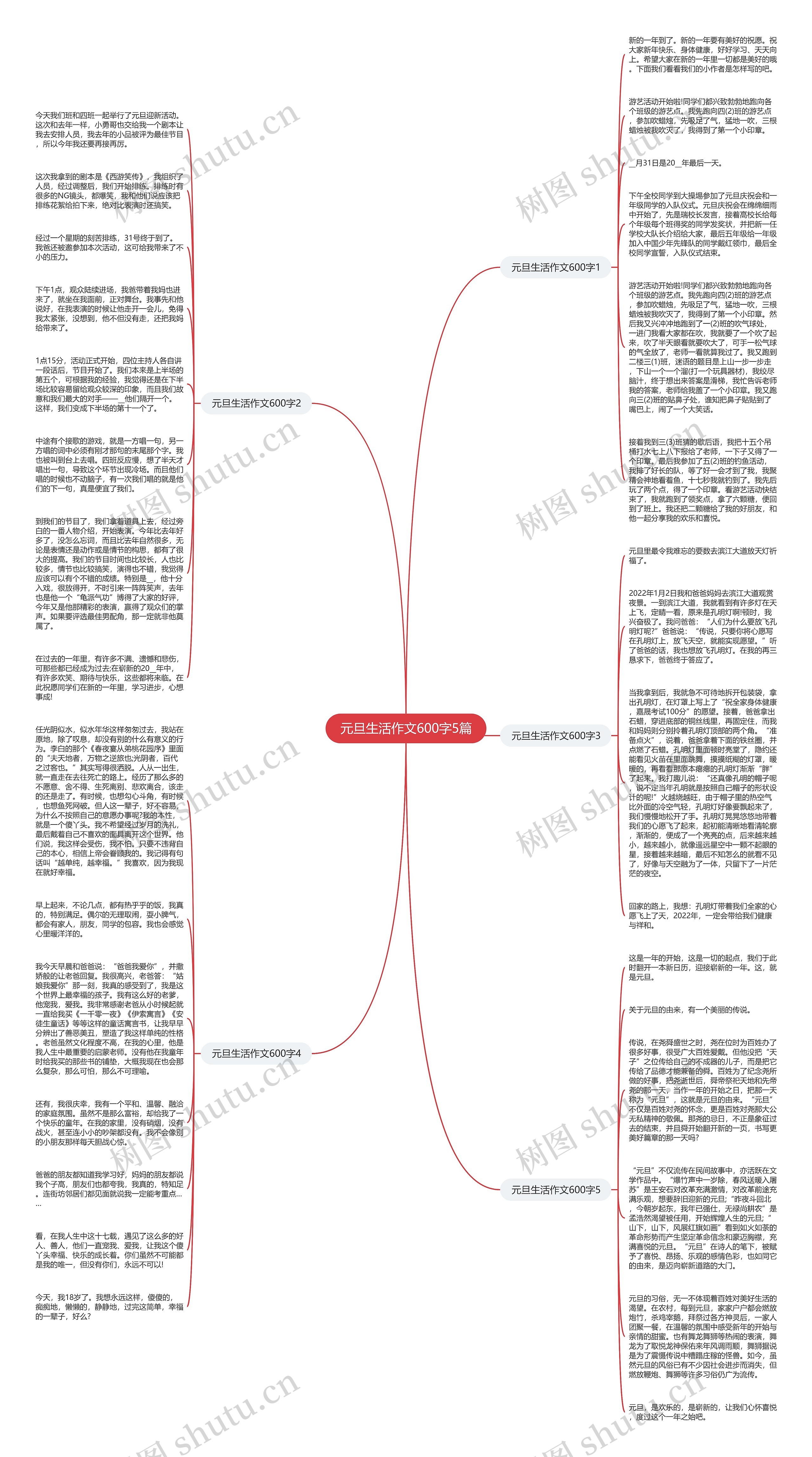 元旦生活作文600字5篇思维导图