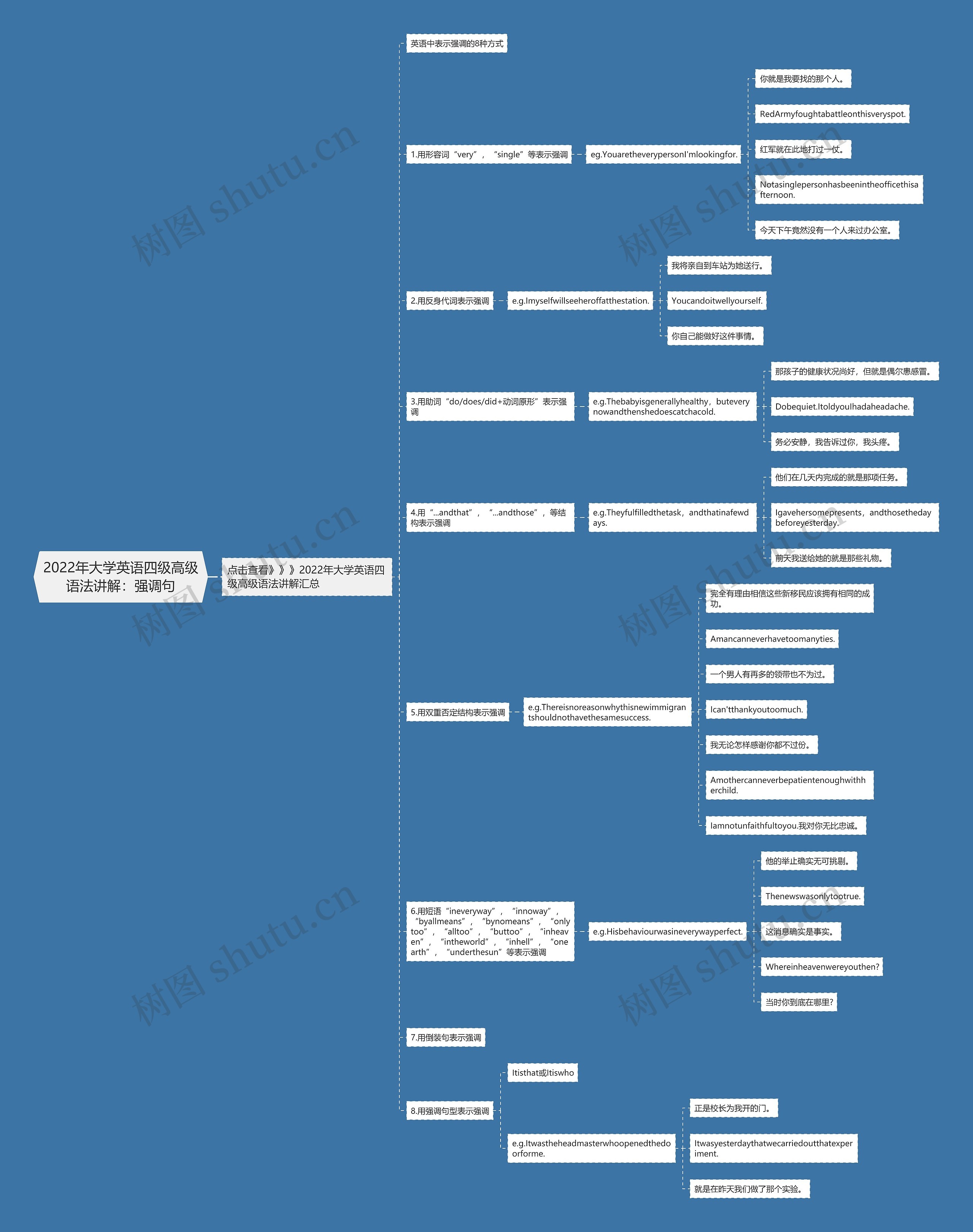 2022年大学英语四级高级语法讲解：强调句思维导图