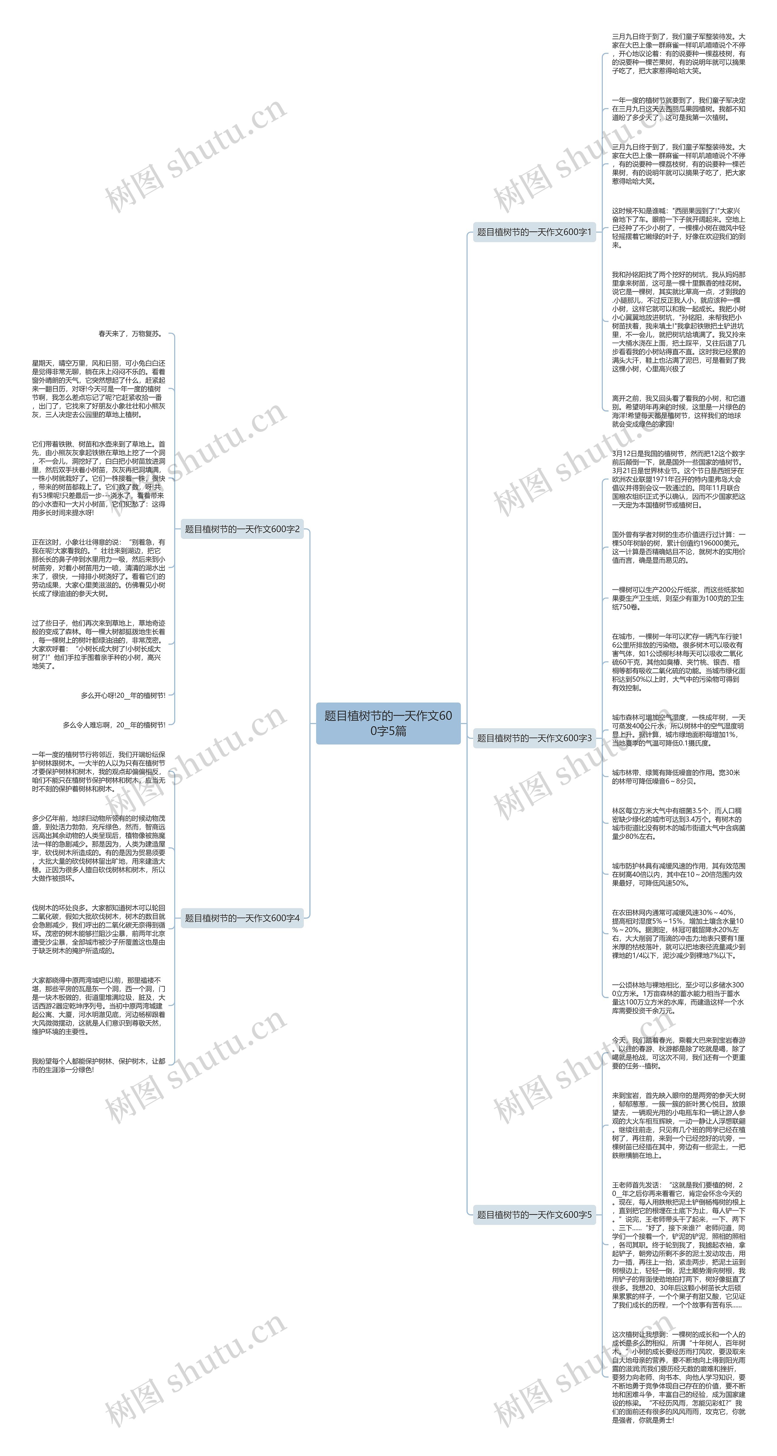 题目植树节的一天作文600字5篇思维导图