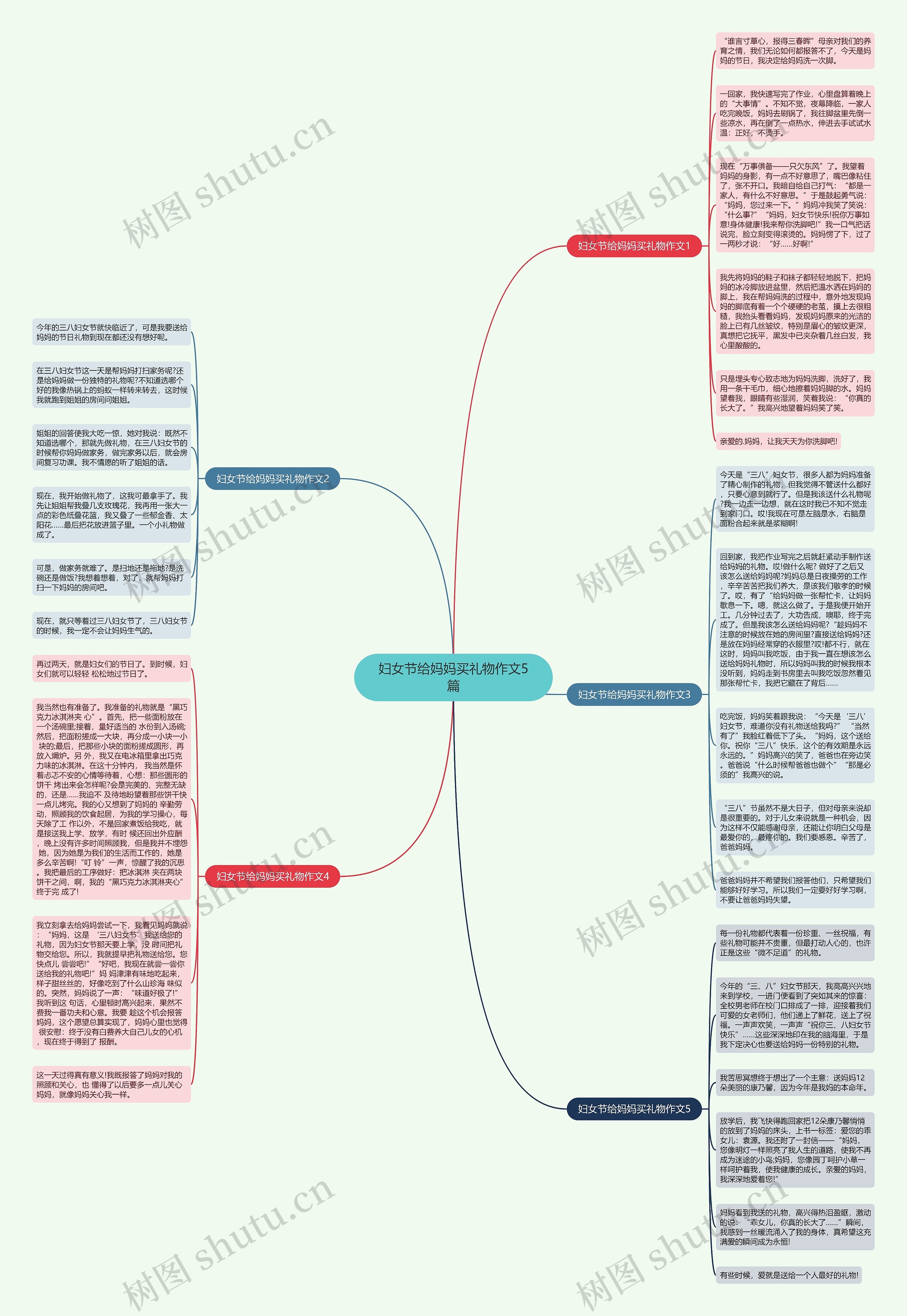 妇女节给妈妈买礼物作文5篇思维导图