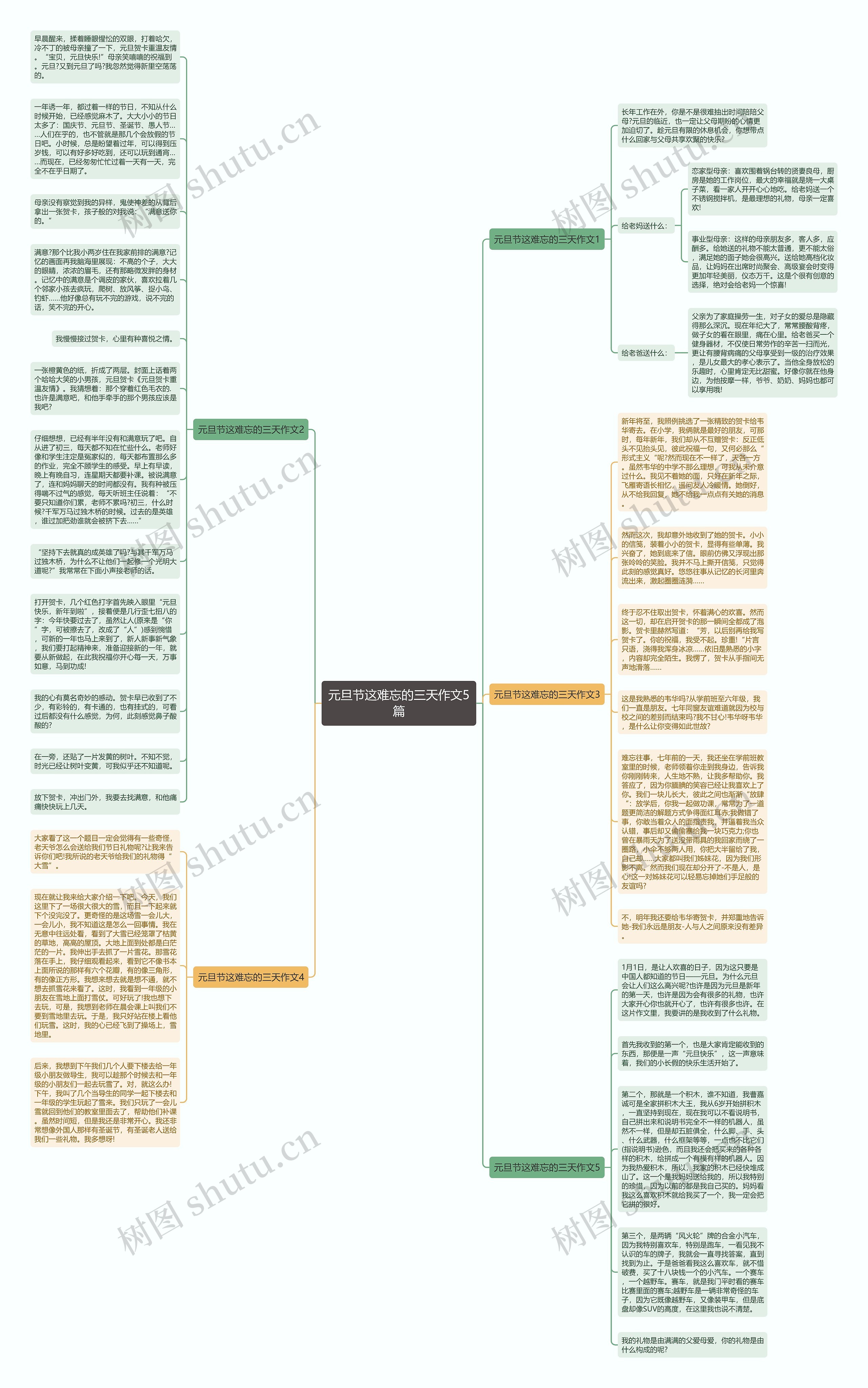 元旦节这难忘的三天作文5篇思维导图
