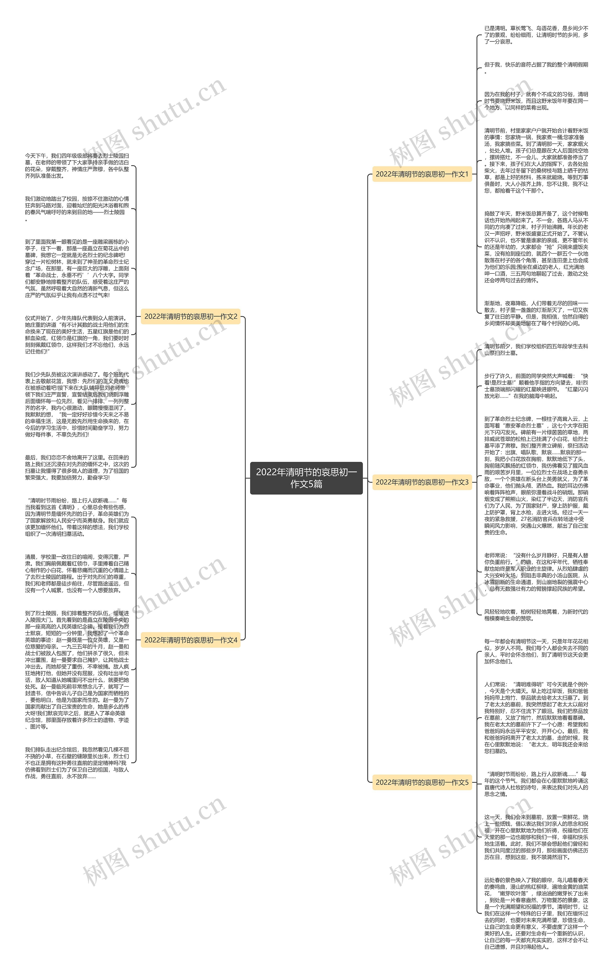 2022年清明节的哀思初一作文5篇思维导图