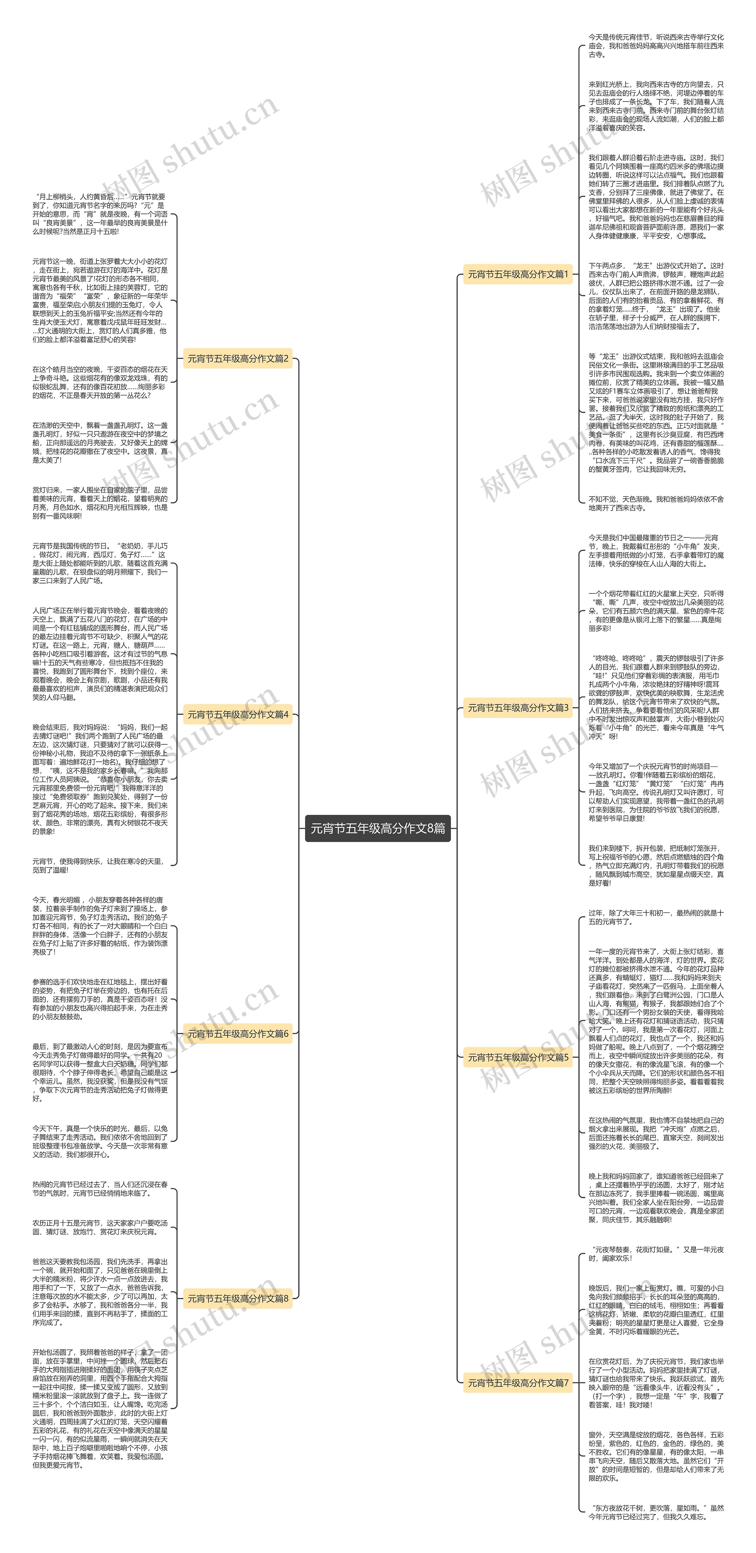 元宵节五年级高分作文8篇思维导图