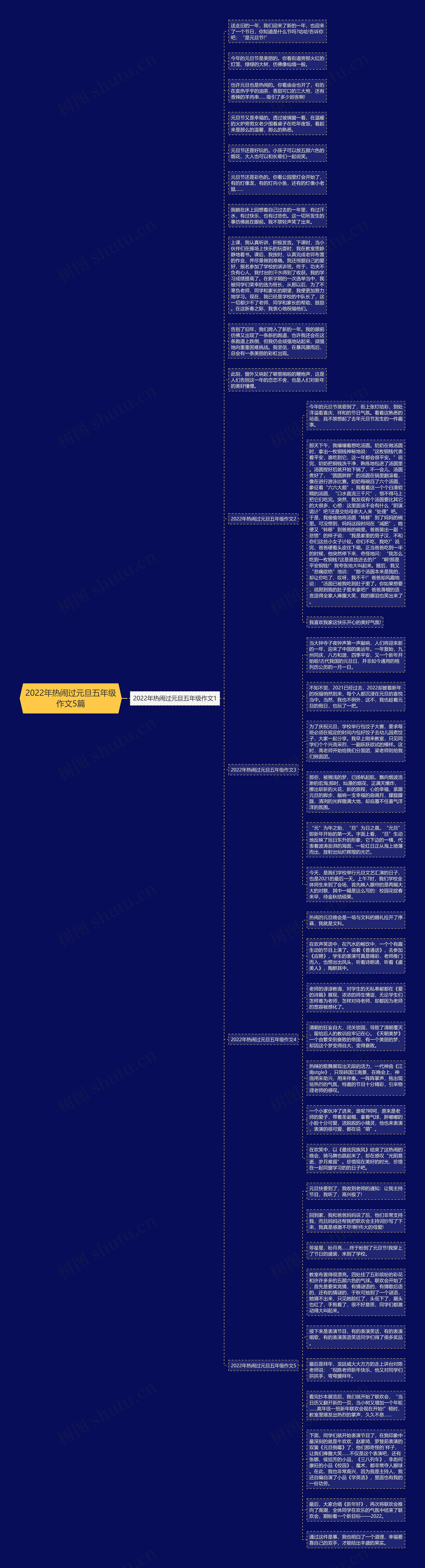 2022年热闹过元旦五年级作文5篇思维导图