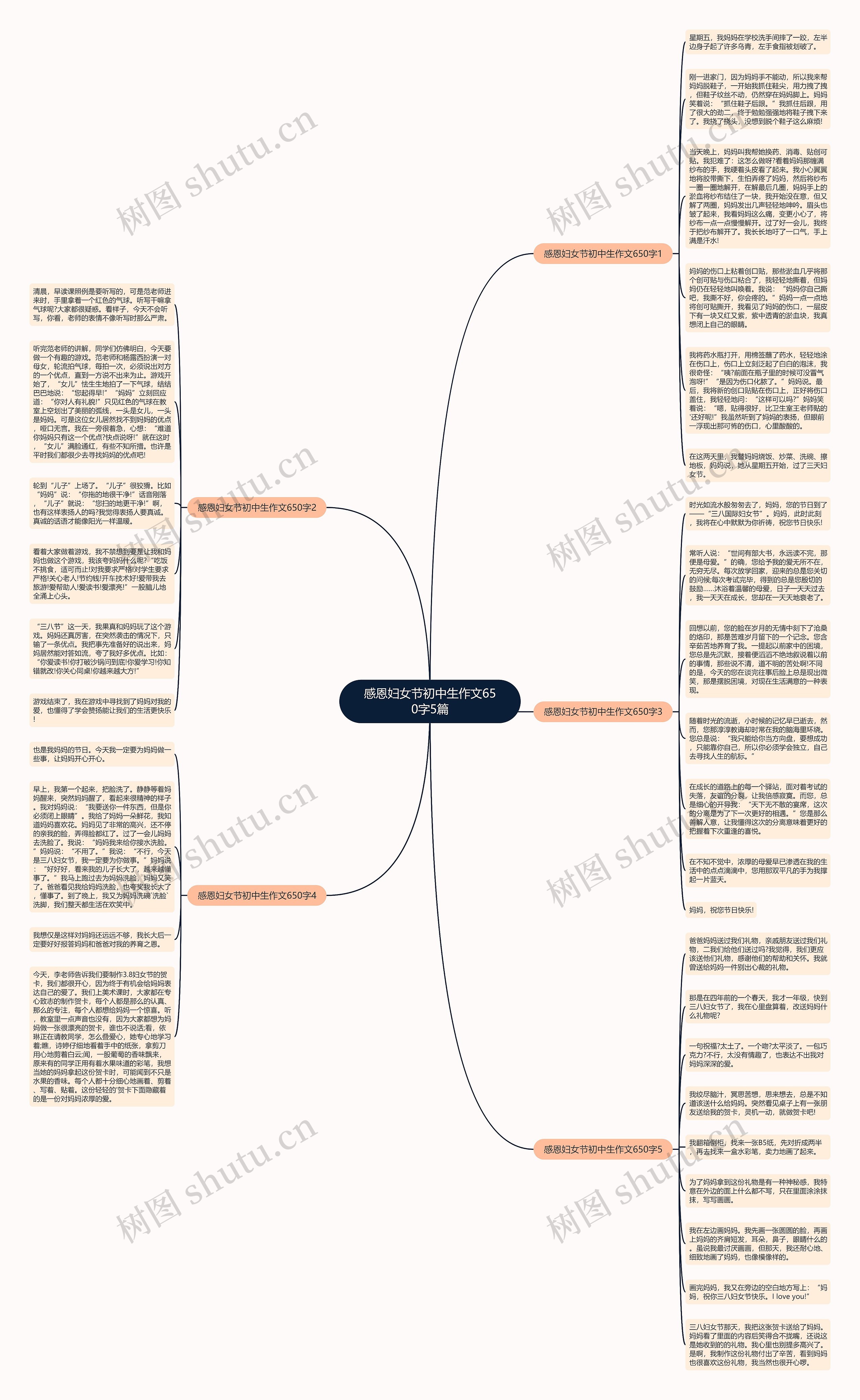 感恩妇女节初中生作文650字5篇思维导图