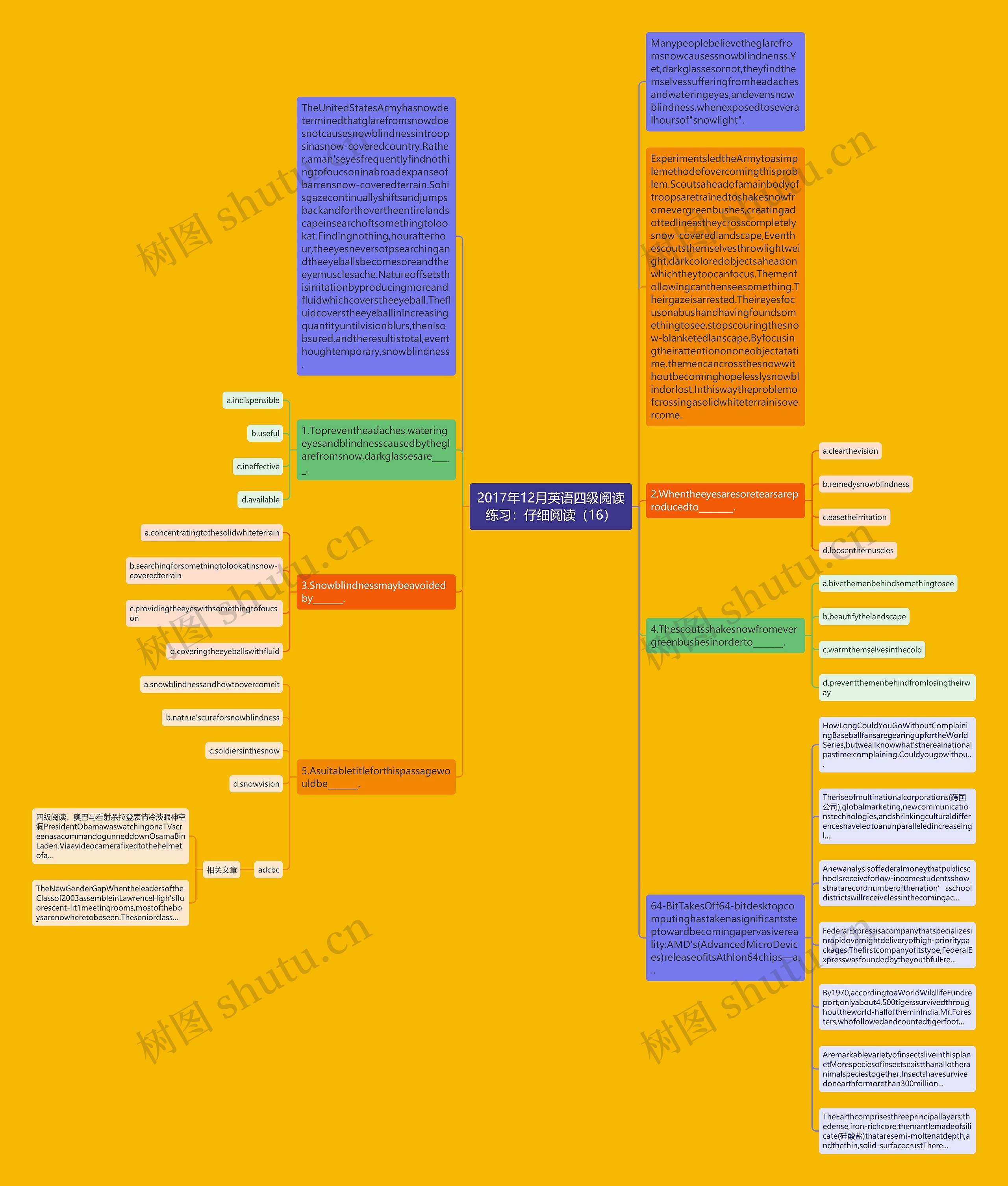 2017年12月英语四级阅读练习：仔细阅读（16）思维导图