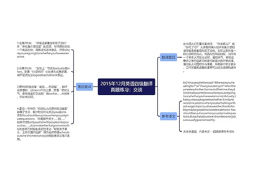 2015年12月英语四级翻译真题练习：交谈