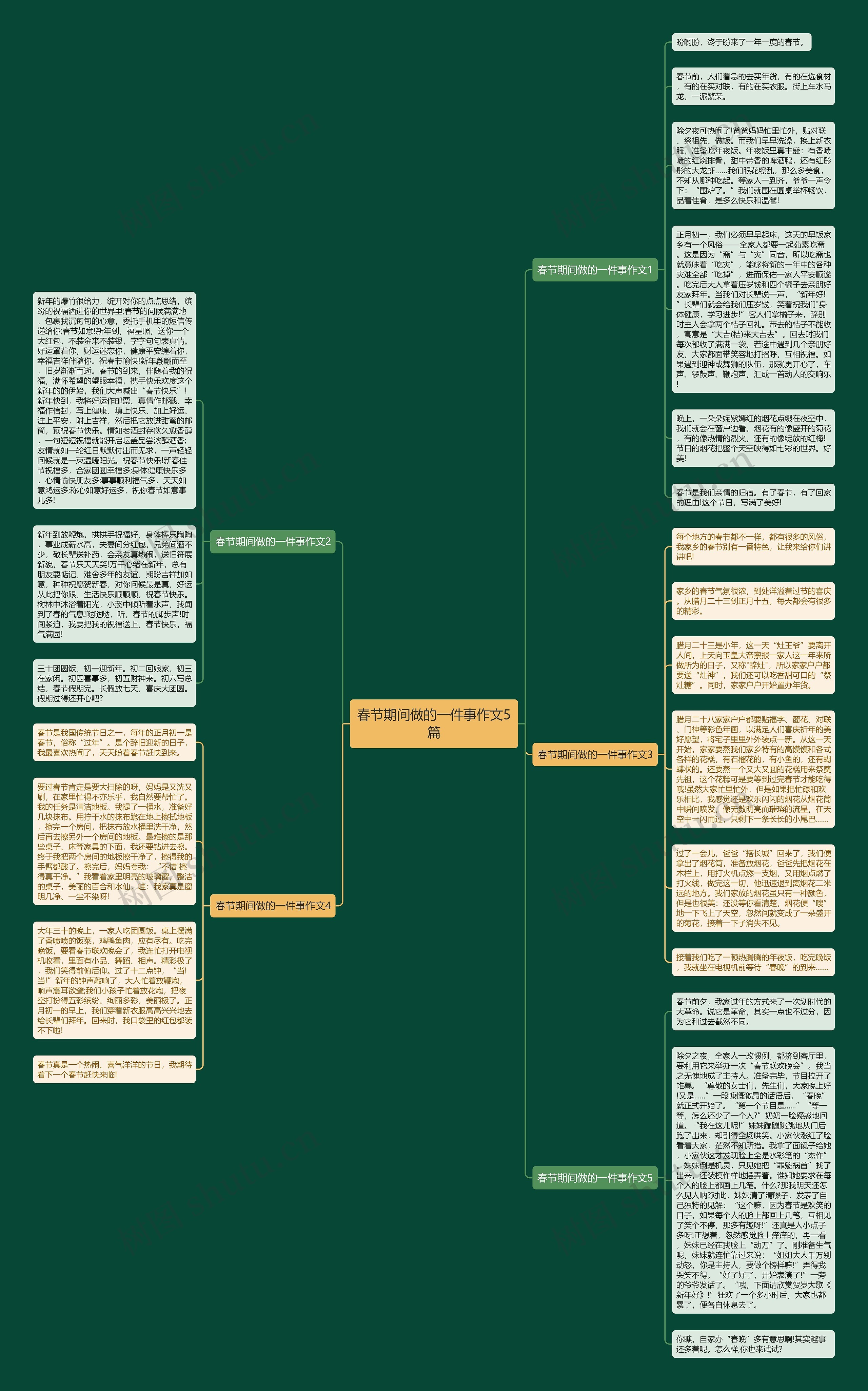 春节期间做的一件事作文5篇思维导图