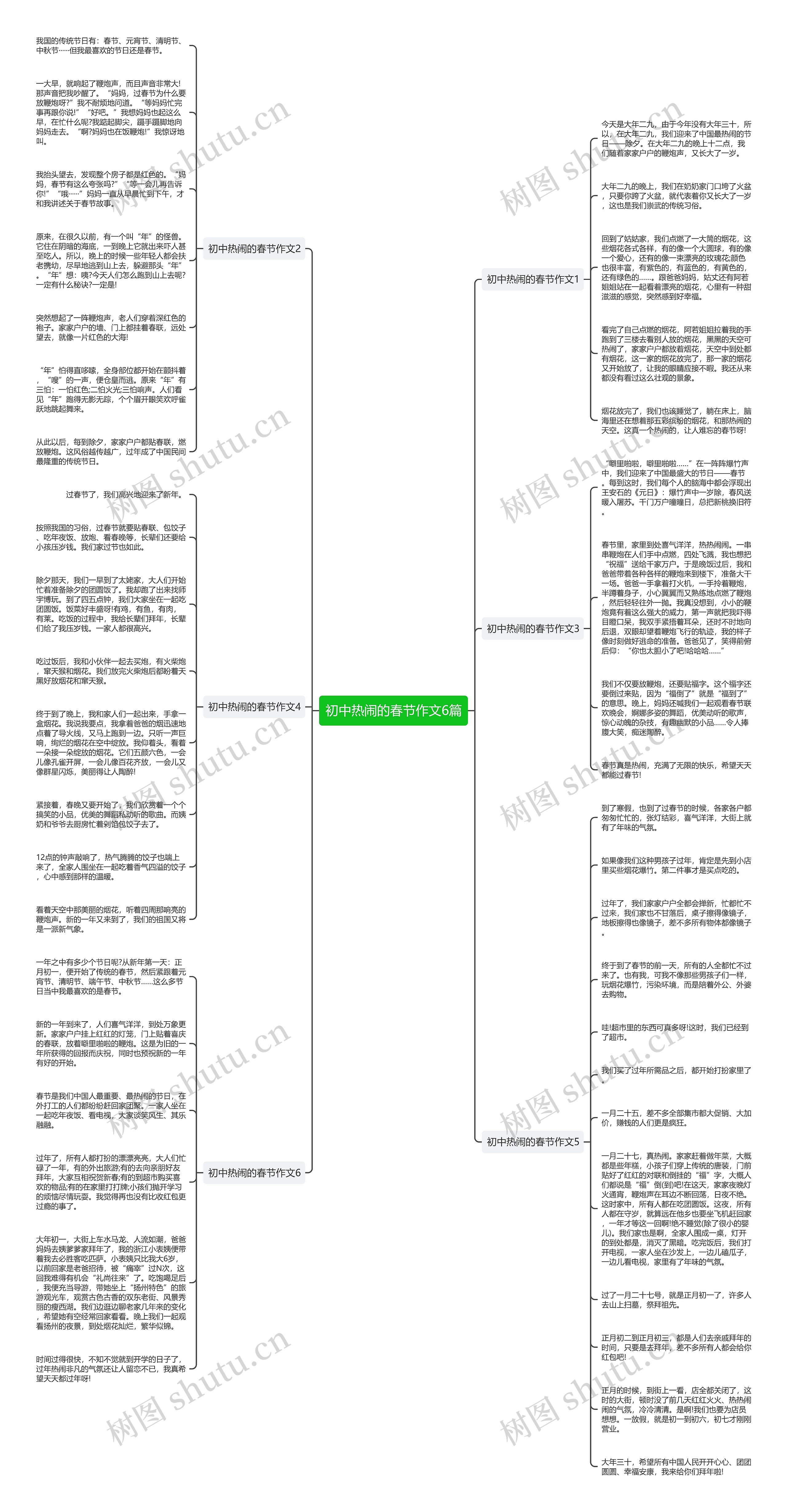 初中热闹的春节作文6篇思维导图