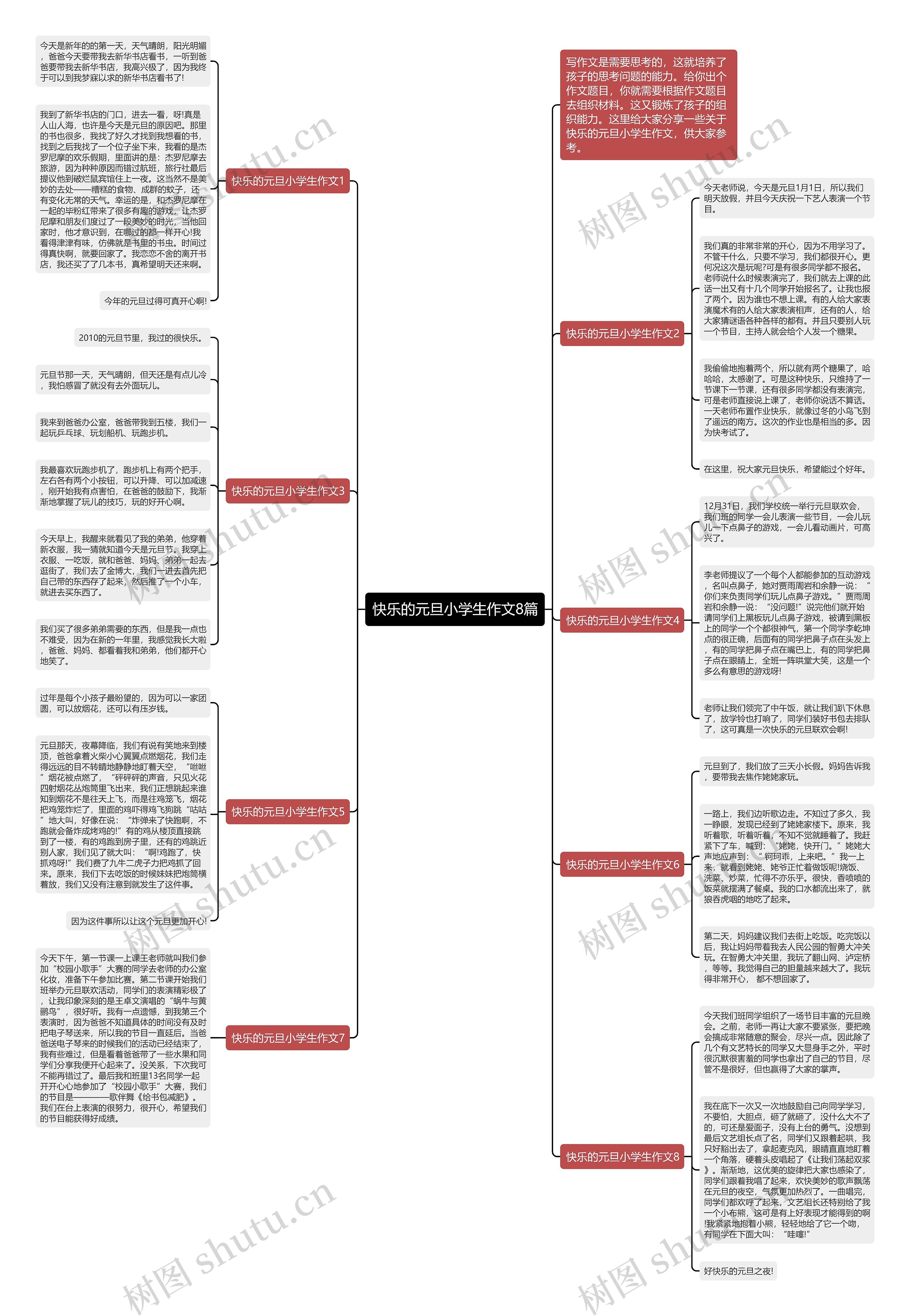 快乐的元旦小学生作文8篇思维导图