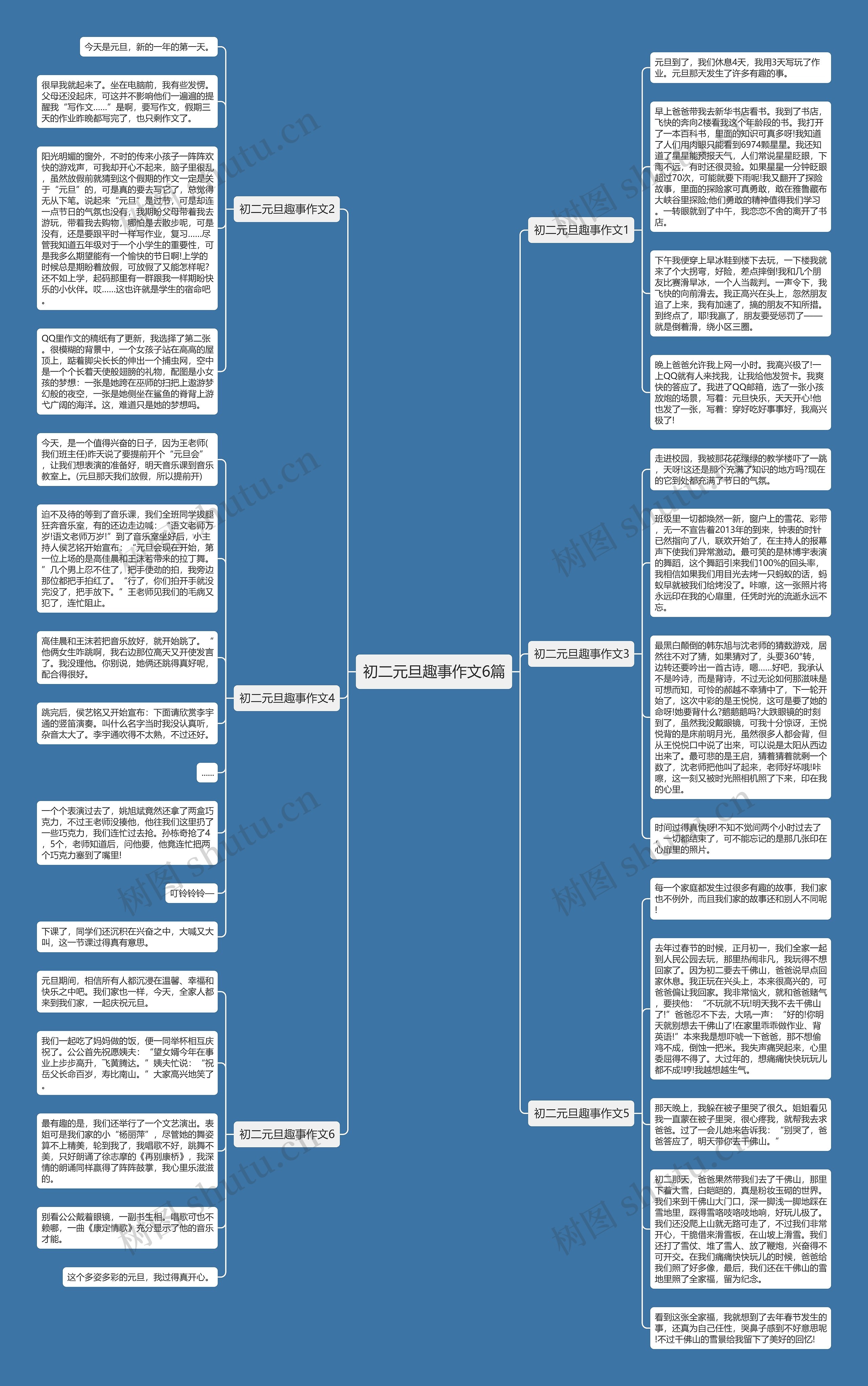 初二元旦趣事作文6篇思维导图