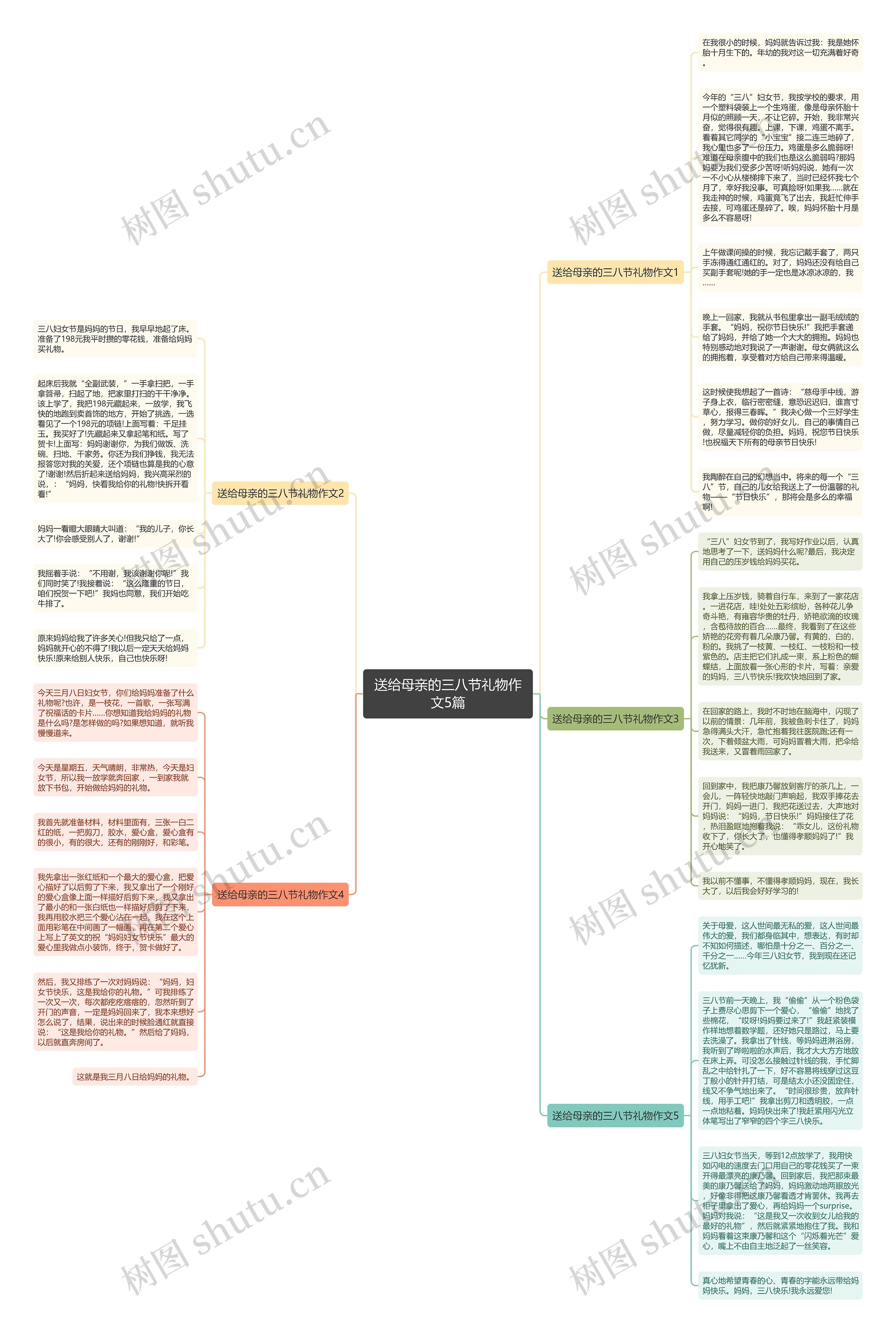 送给母亲的三八节礼物作文5篇思维导图
