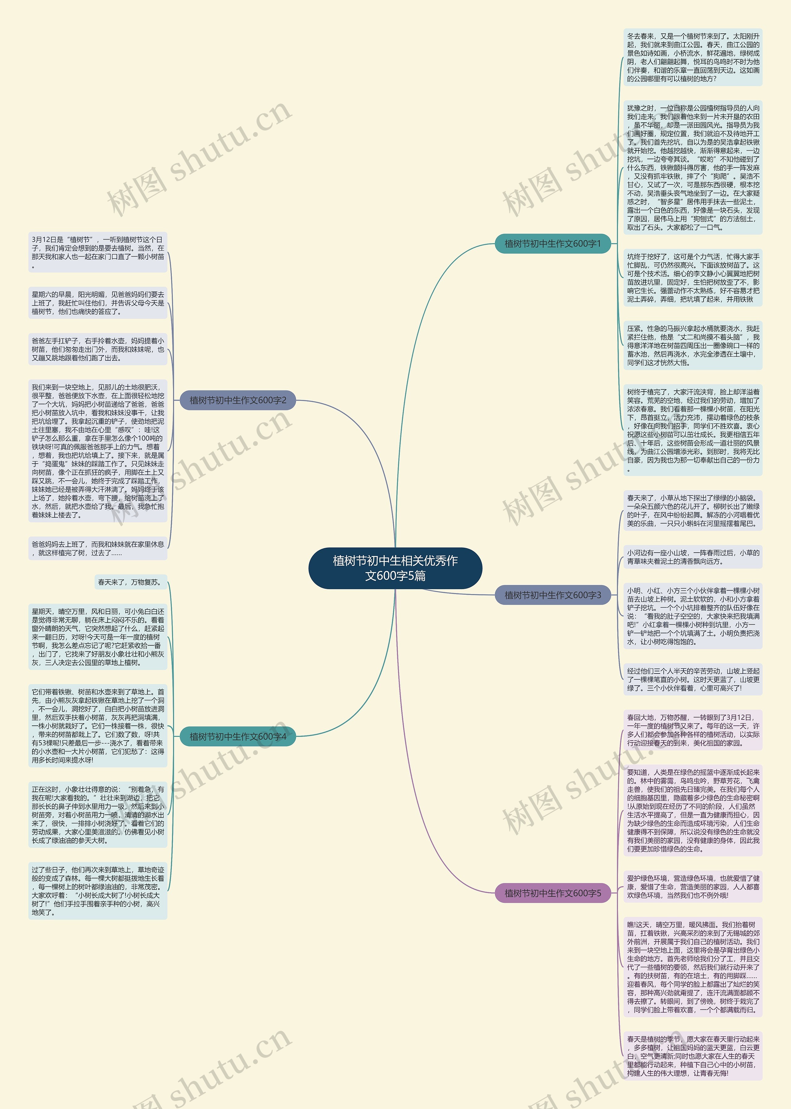 植树节初中生相关优秀作文600字5篇思维导图