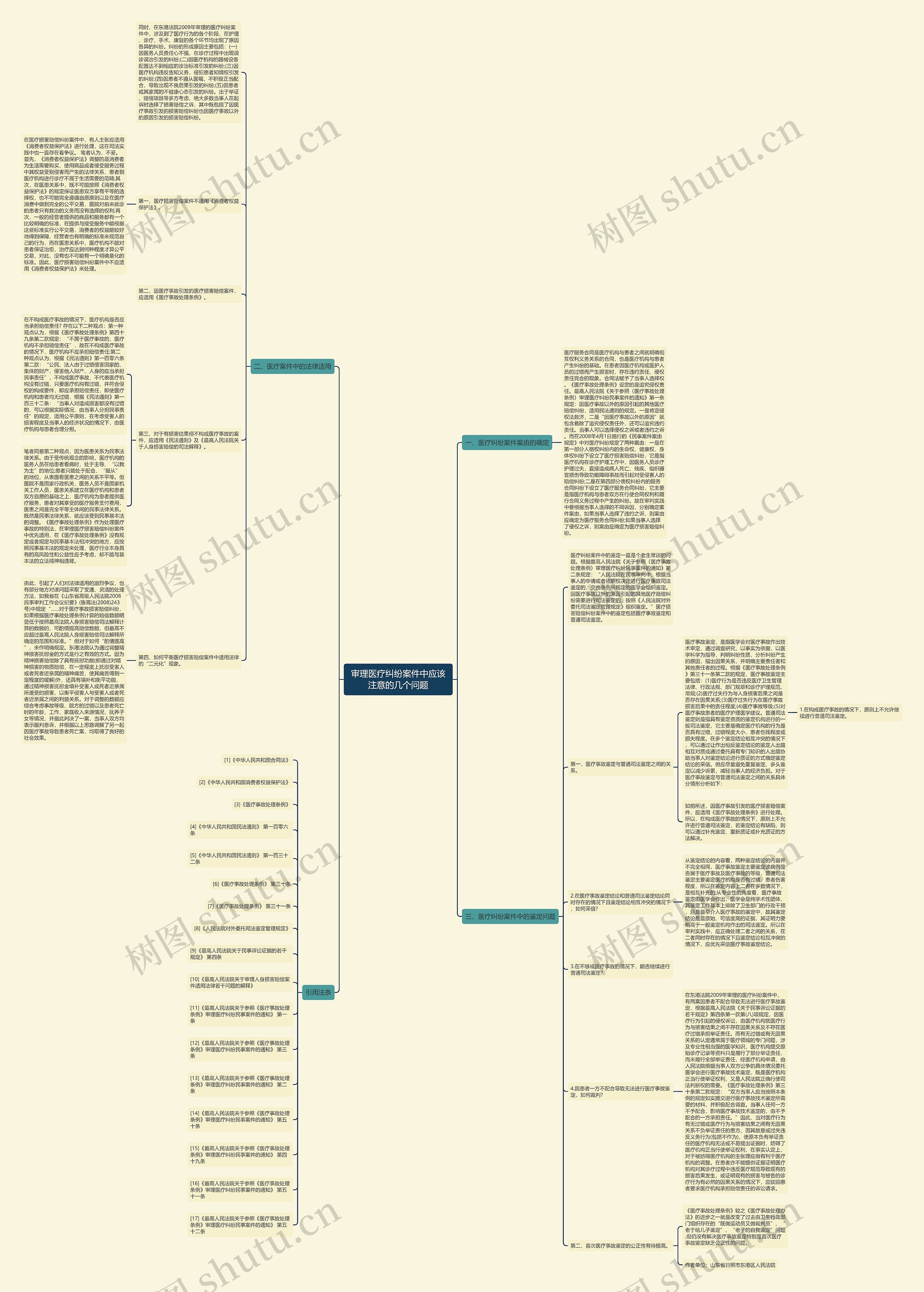 审理医疗纠纷案件中应该注意的几个问题思维导图