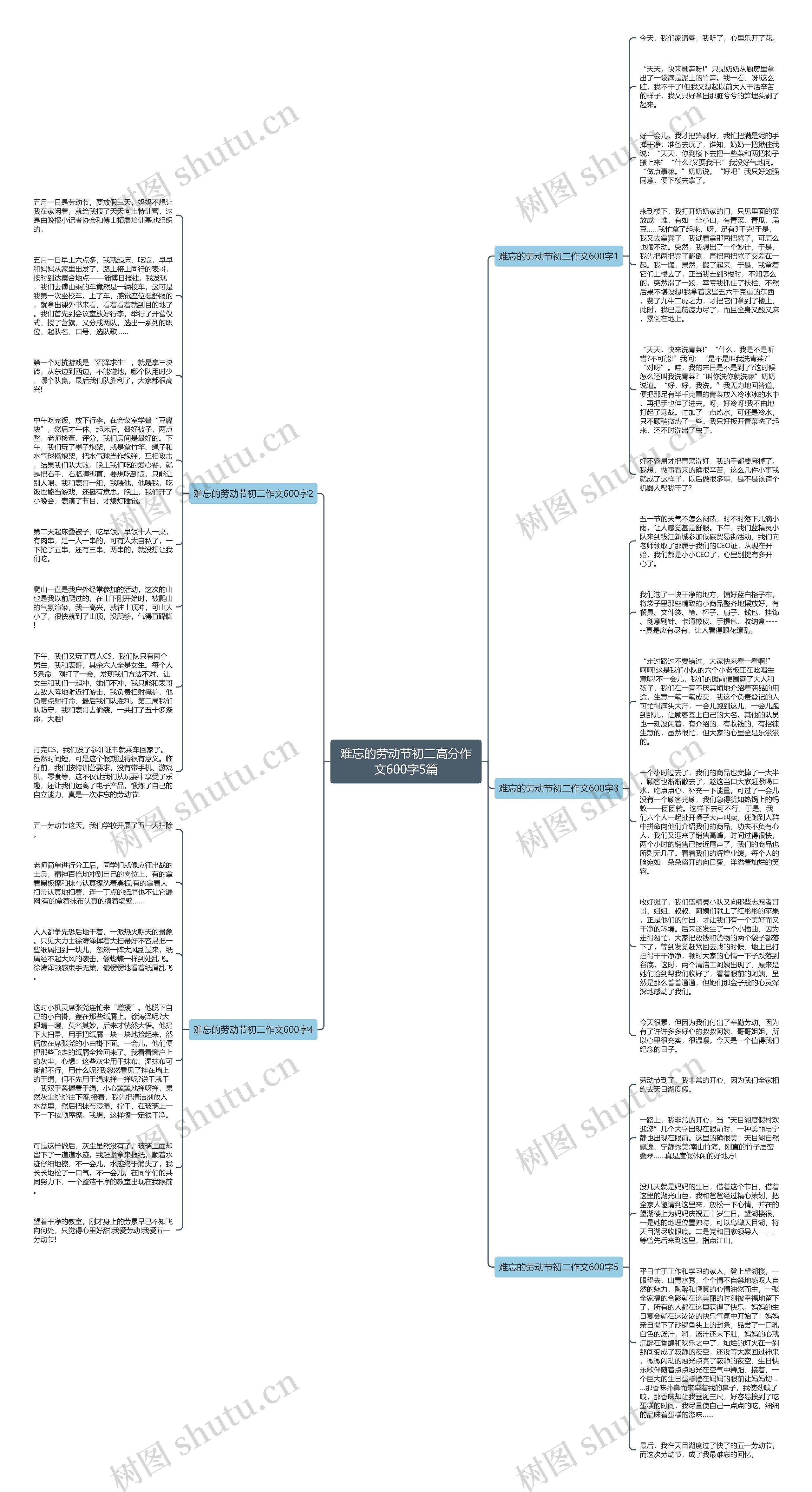 难忘的劳动节初二高分作文600字5篇思维导图