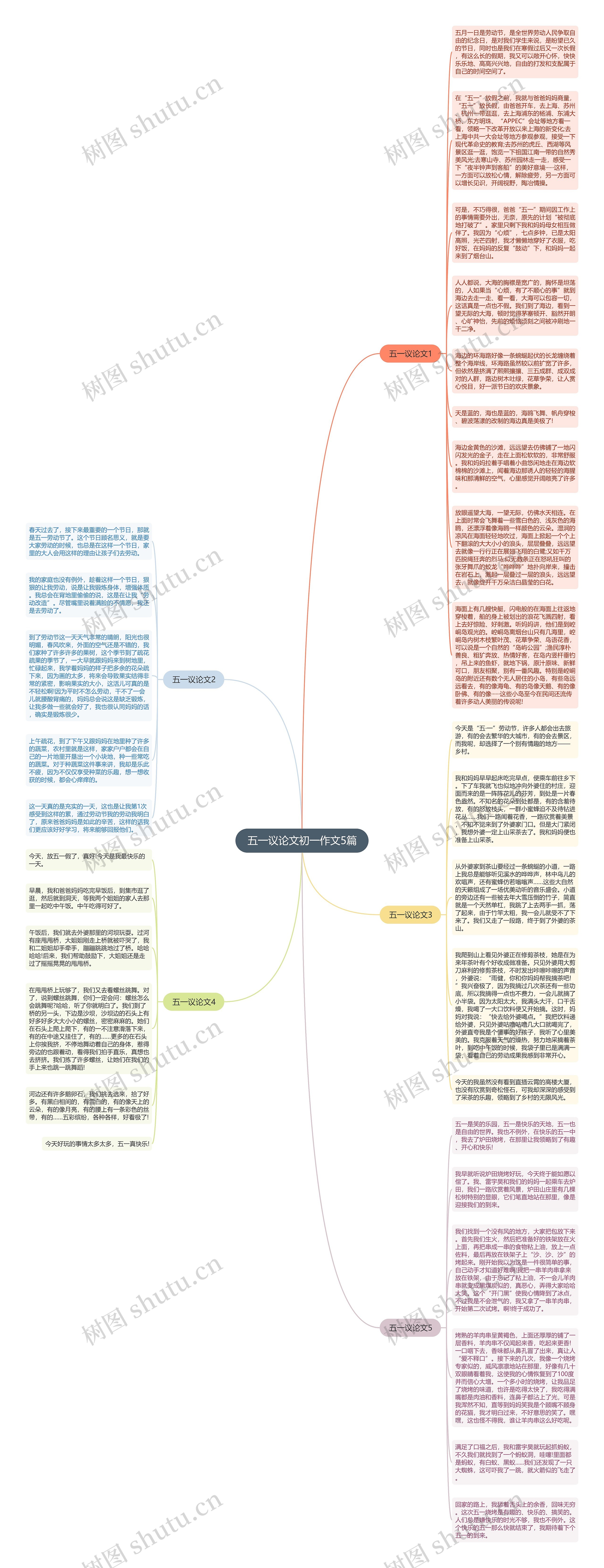五一议论文初一作文5篇思维导图