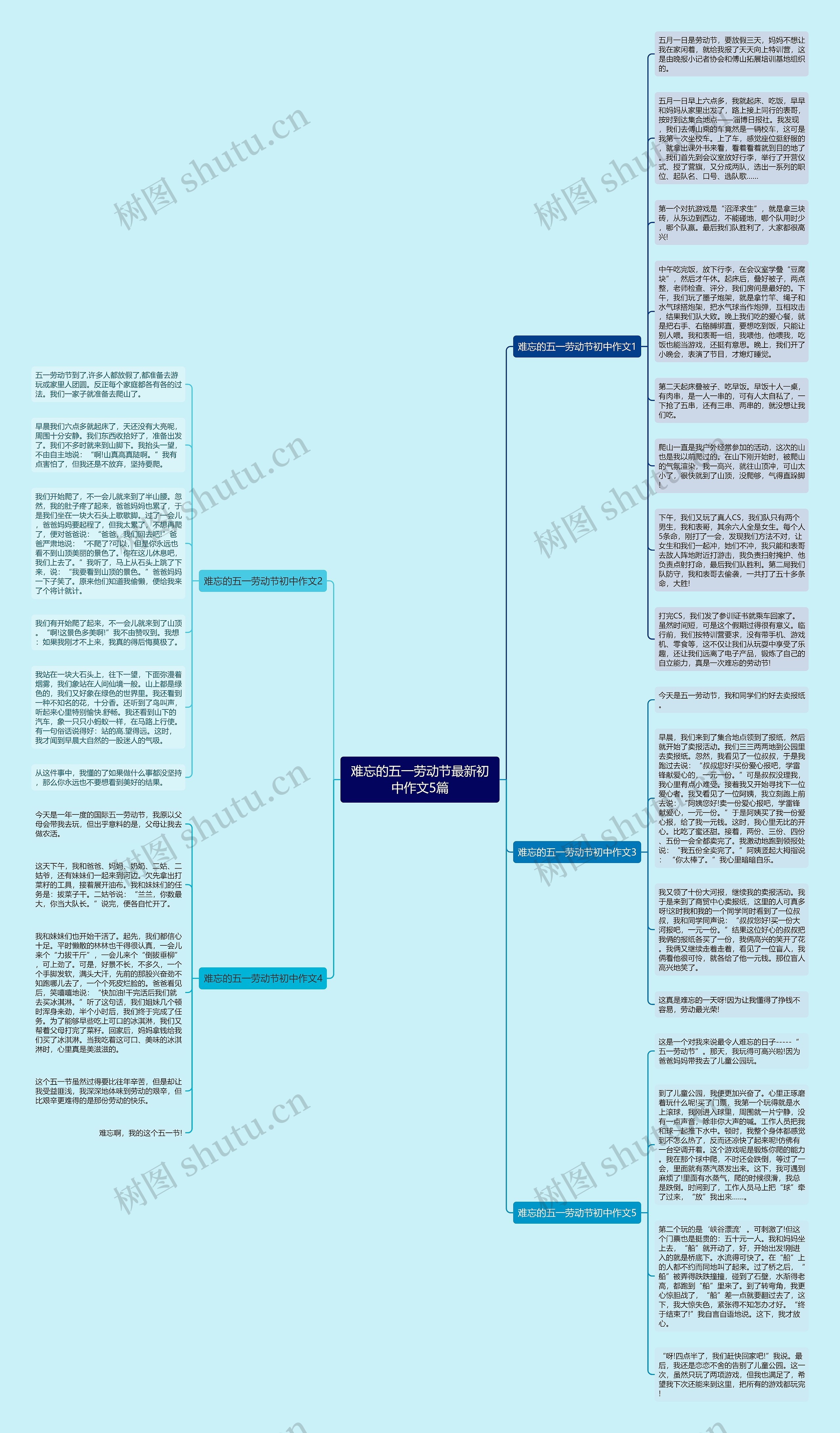 难忘的五一劳动节最新初中作文5篇思维导图
