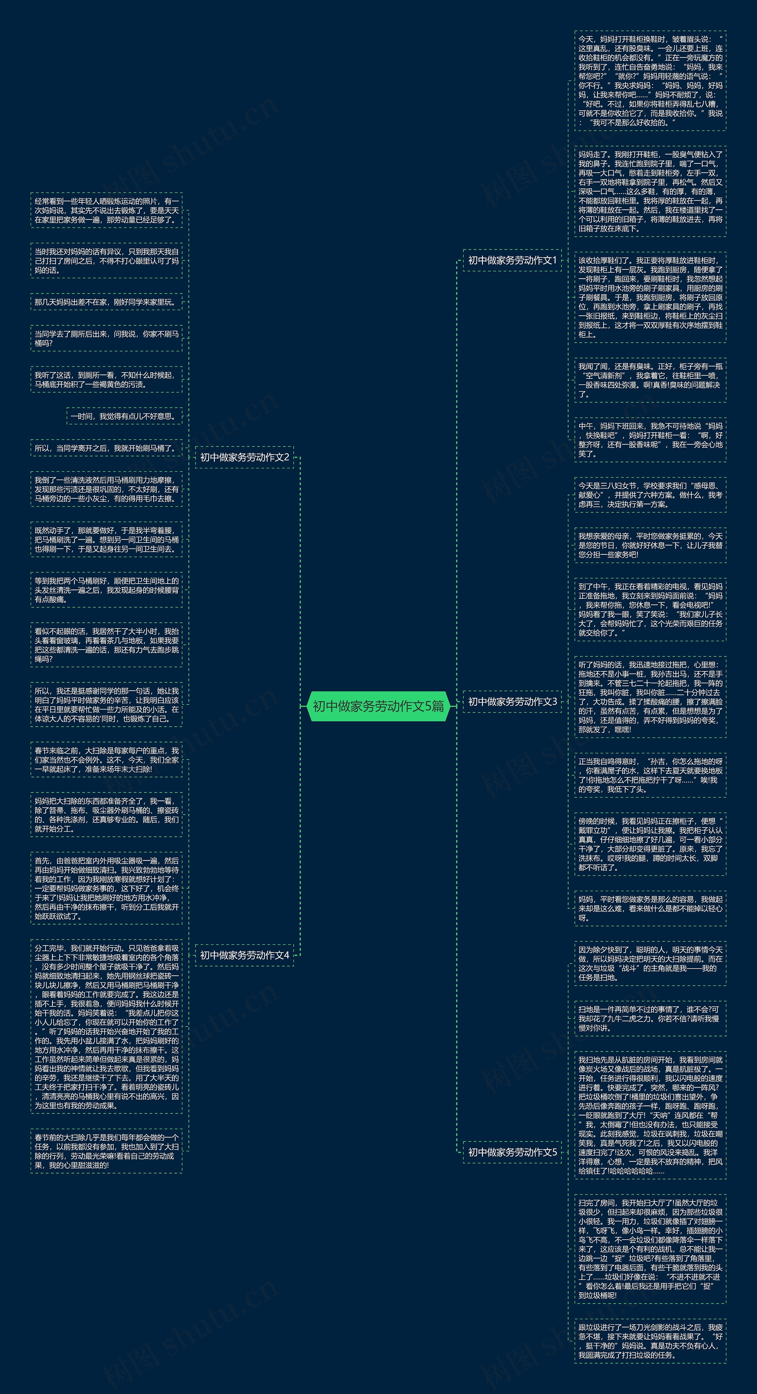 初中做家务劳动作文5篇思维导图
