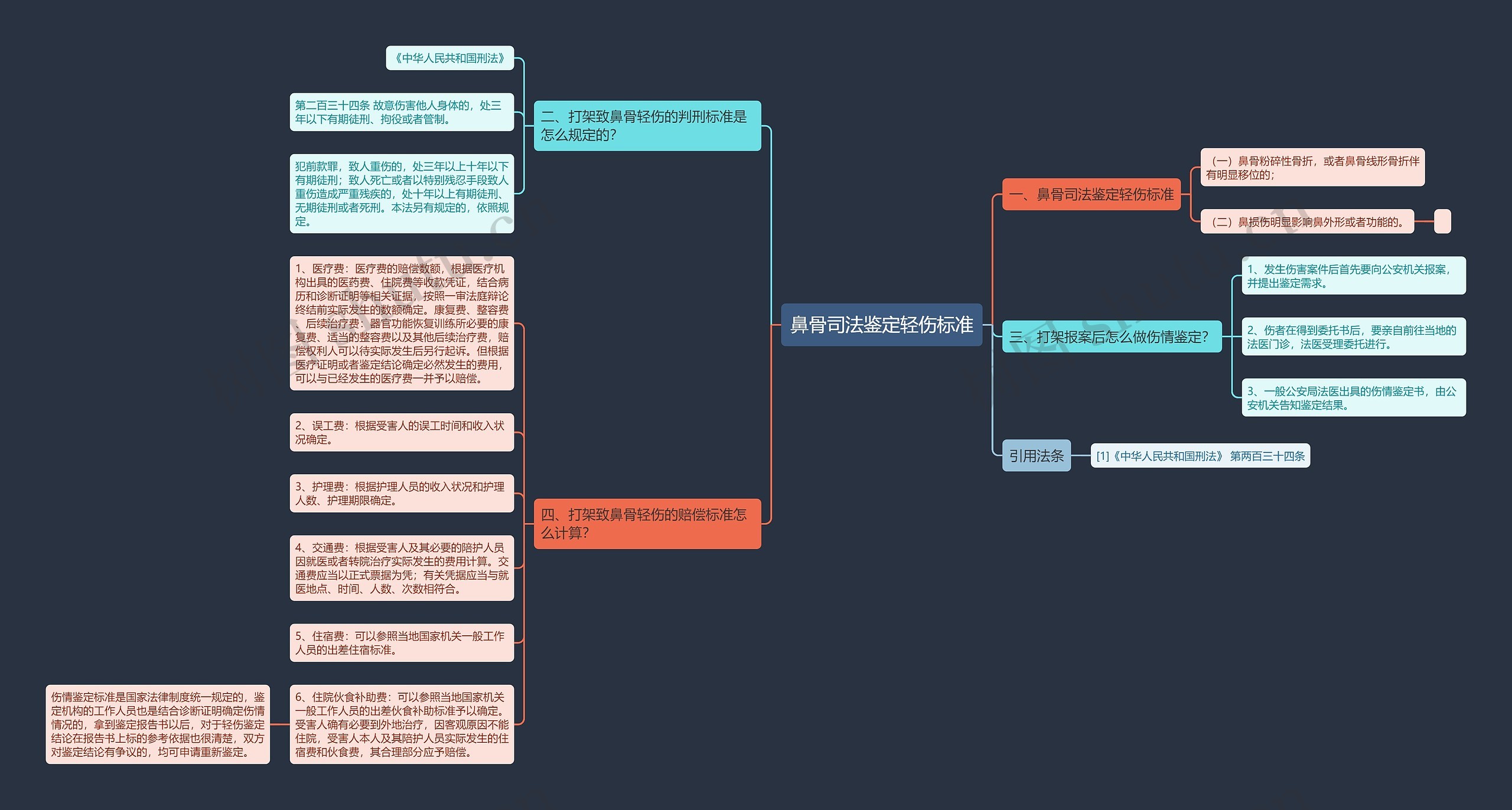 鼻骨司法鉴定轻伤标准思维导图