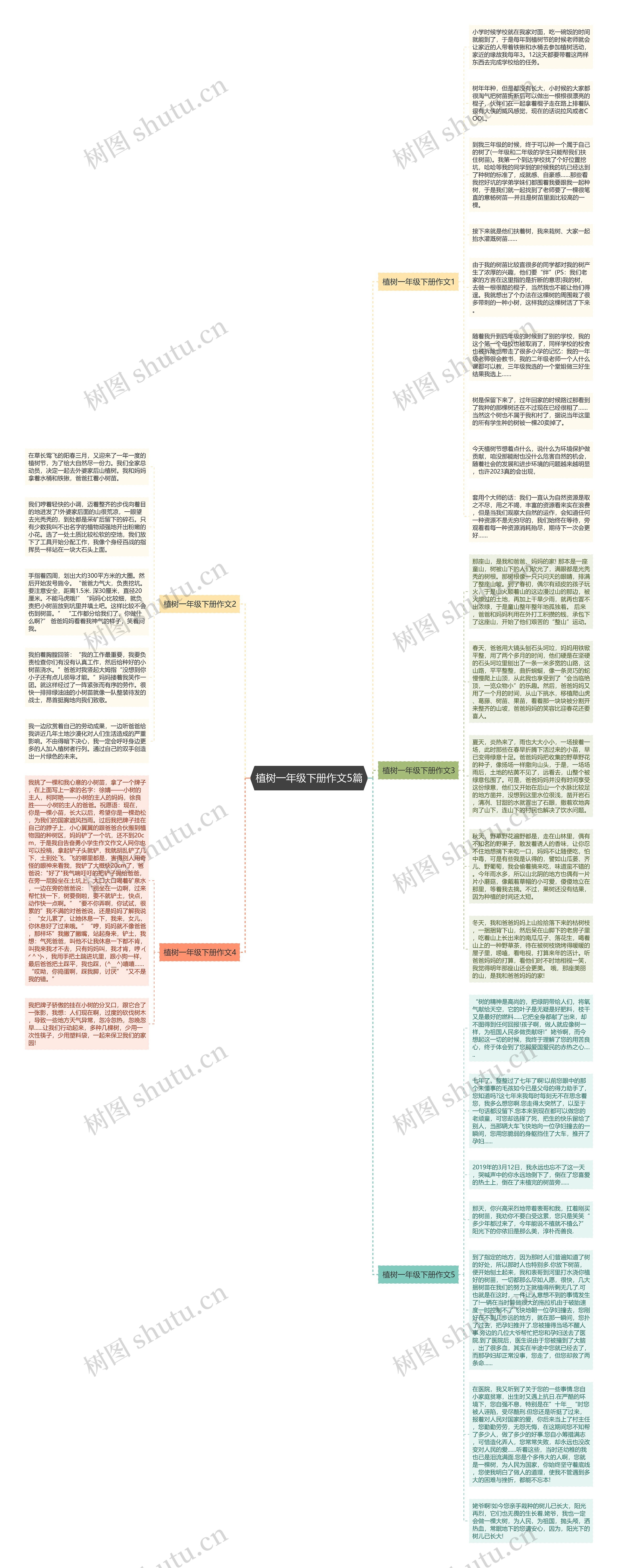 植树一年级下册作文5篇思维导图