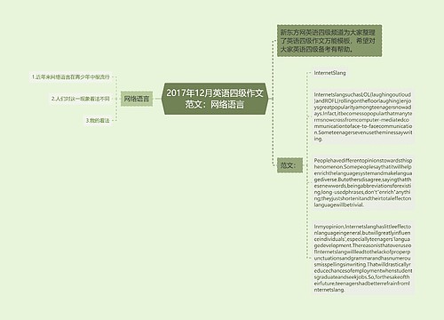 2017年12月英语四级作文范文：网络语言