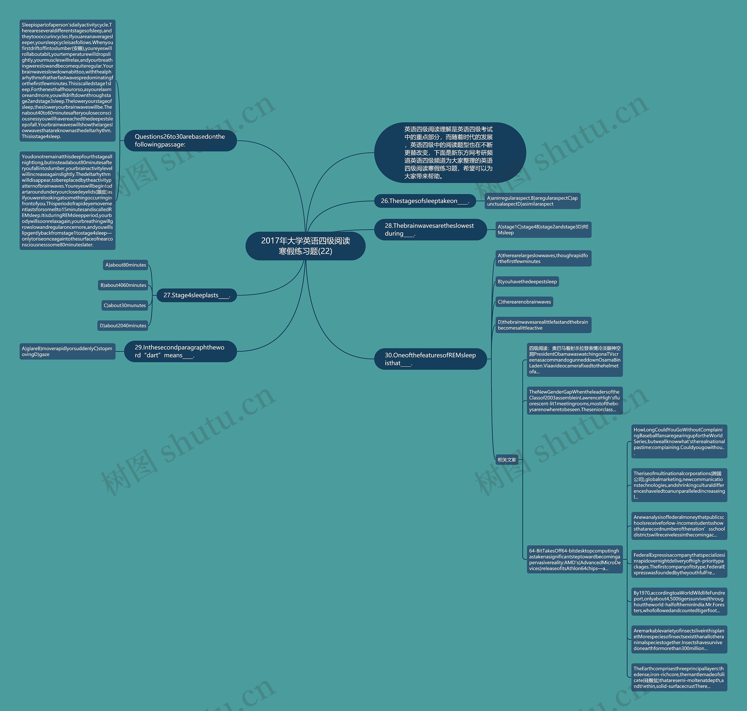 2017年大学英语四级阅读寒假练习题(22)思维导图