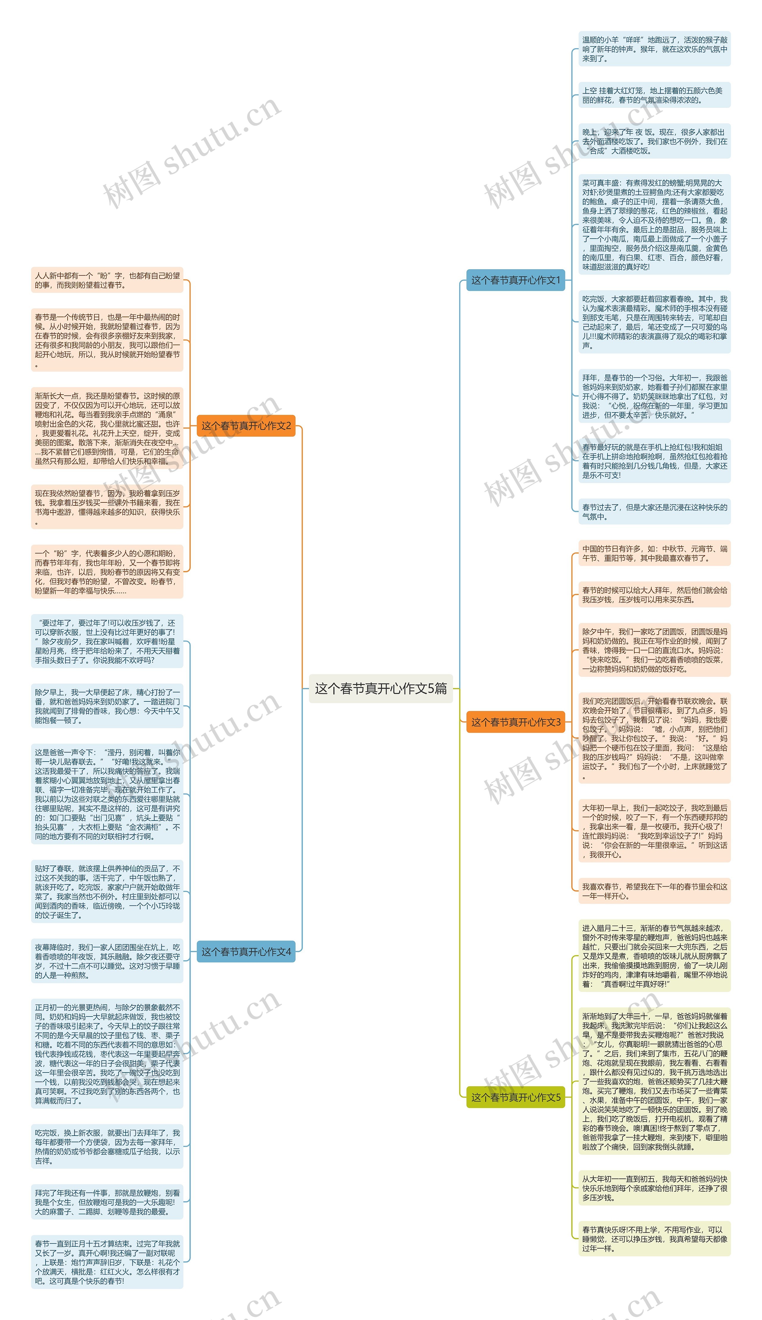 这个春节真开心作文5篇思维导图
