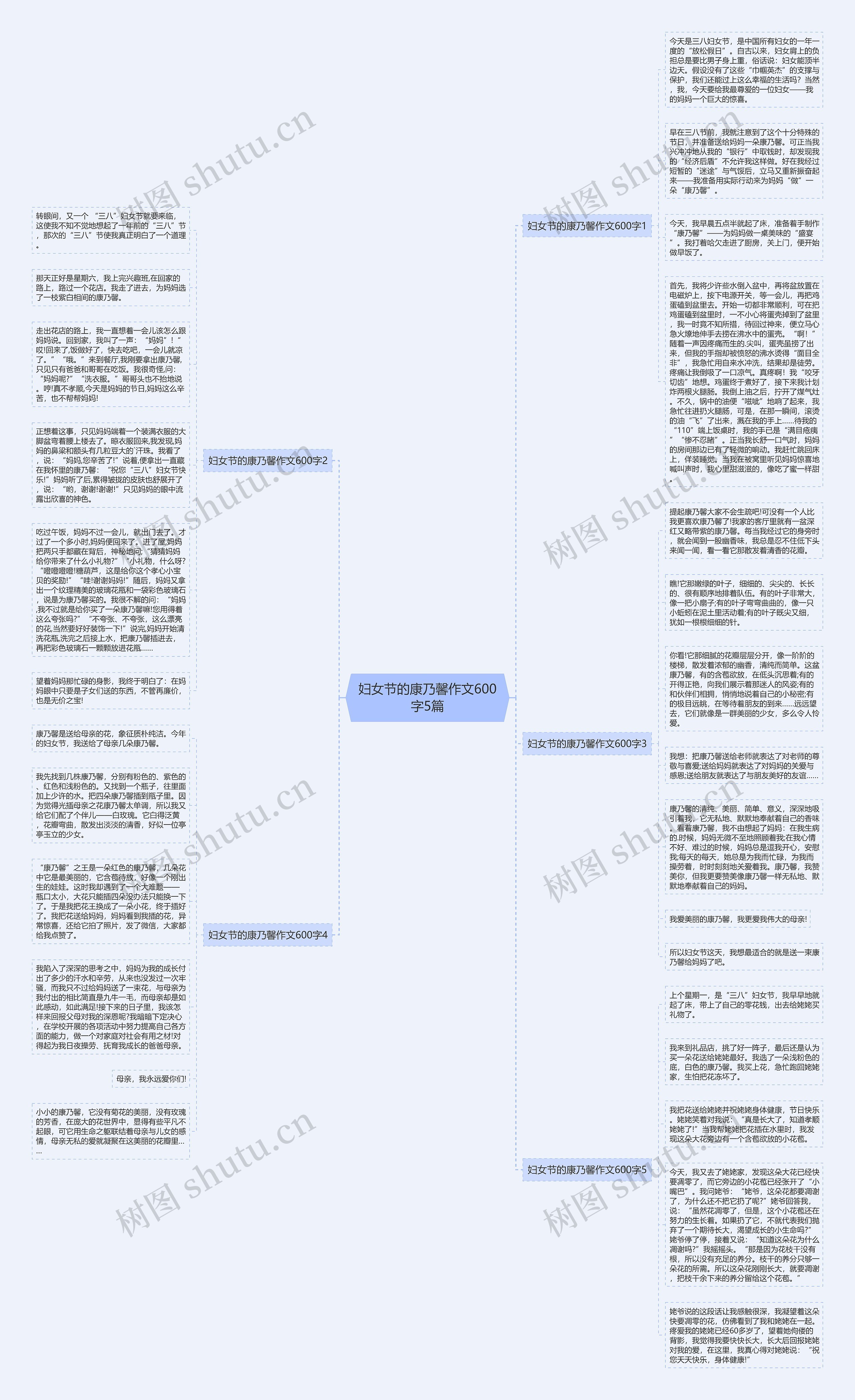 妇女节的康乃馨作文600字5篇思维导图