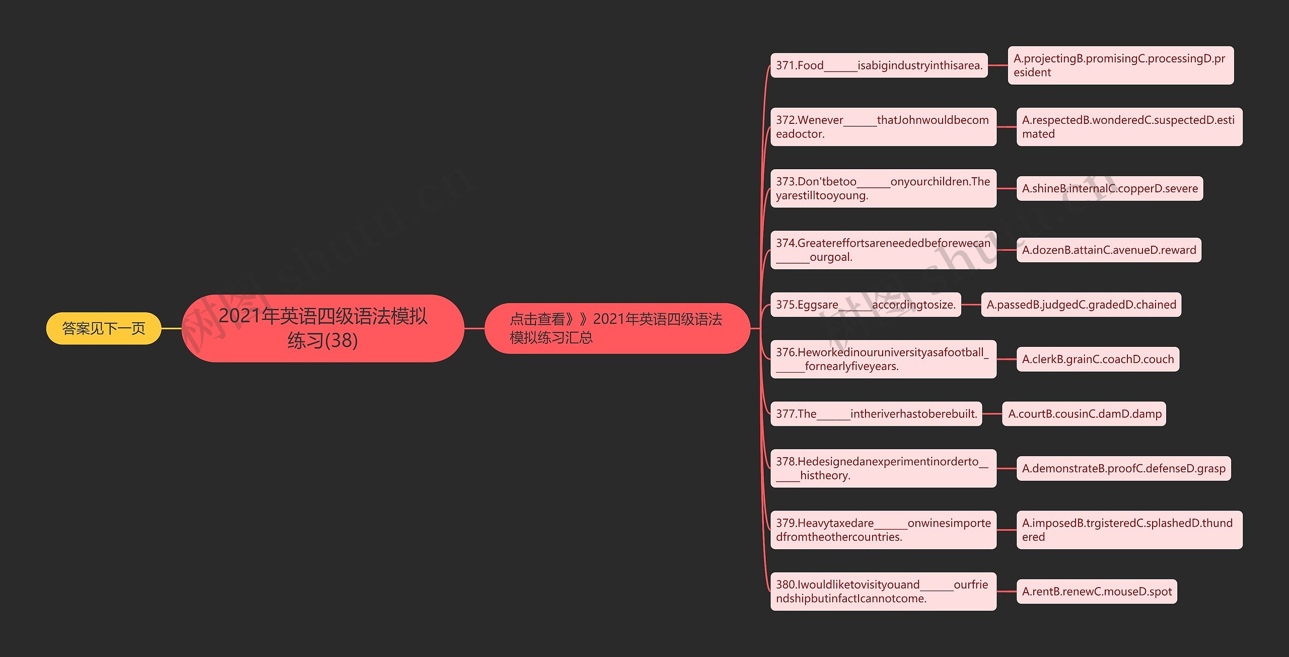 2021年英语四级语法模拟练习(38)