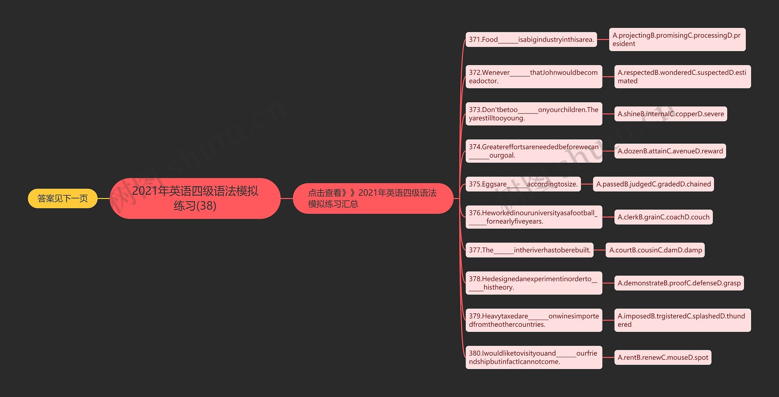 2021年英语四级语法模拟练习(38)